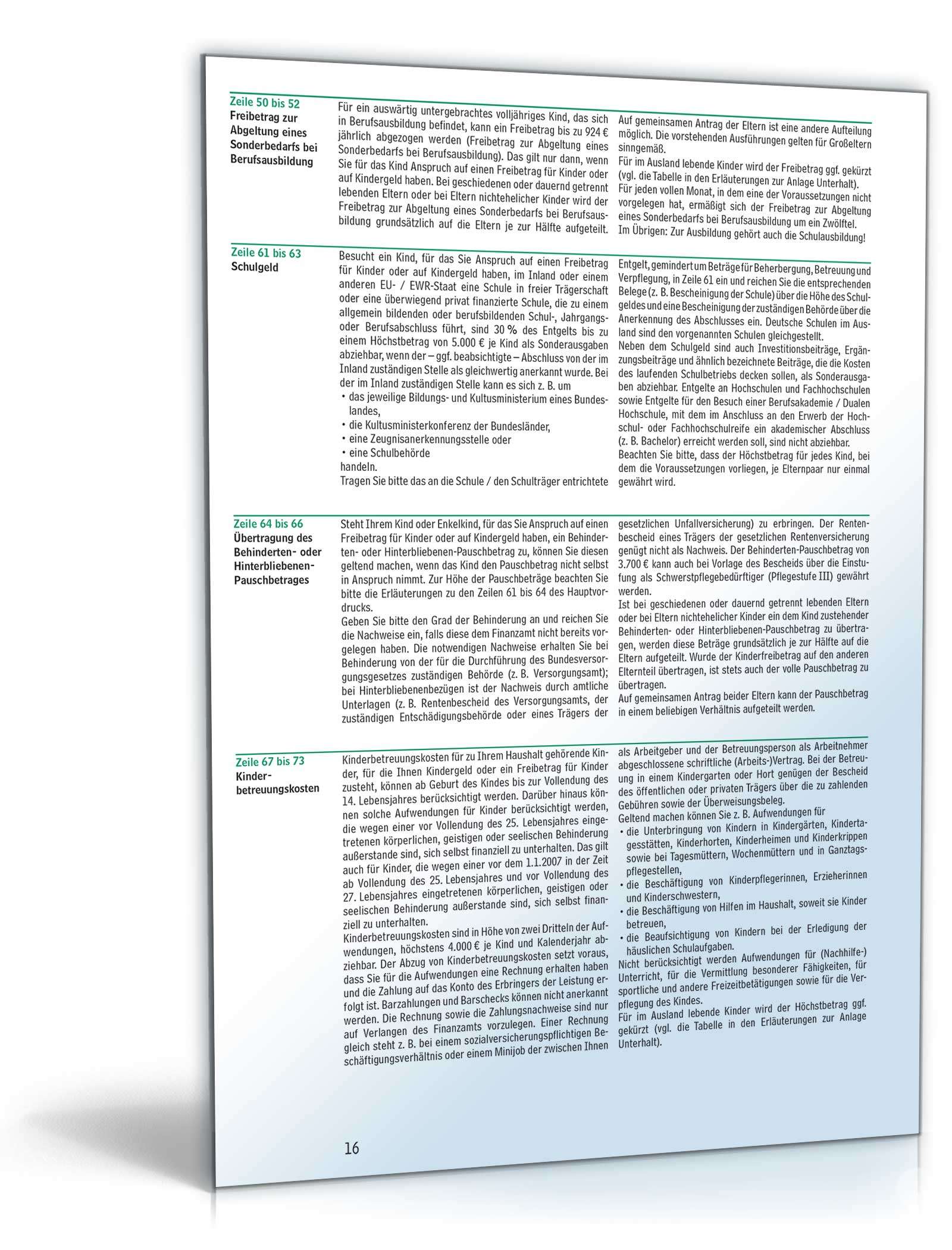 Anleitung zur Einkommensteuererklärung 2015 PDF. Seite: 16