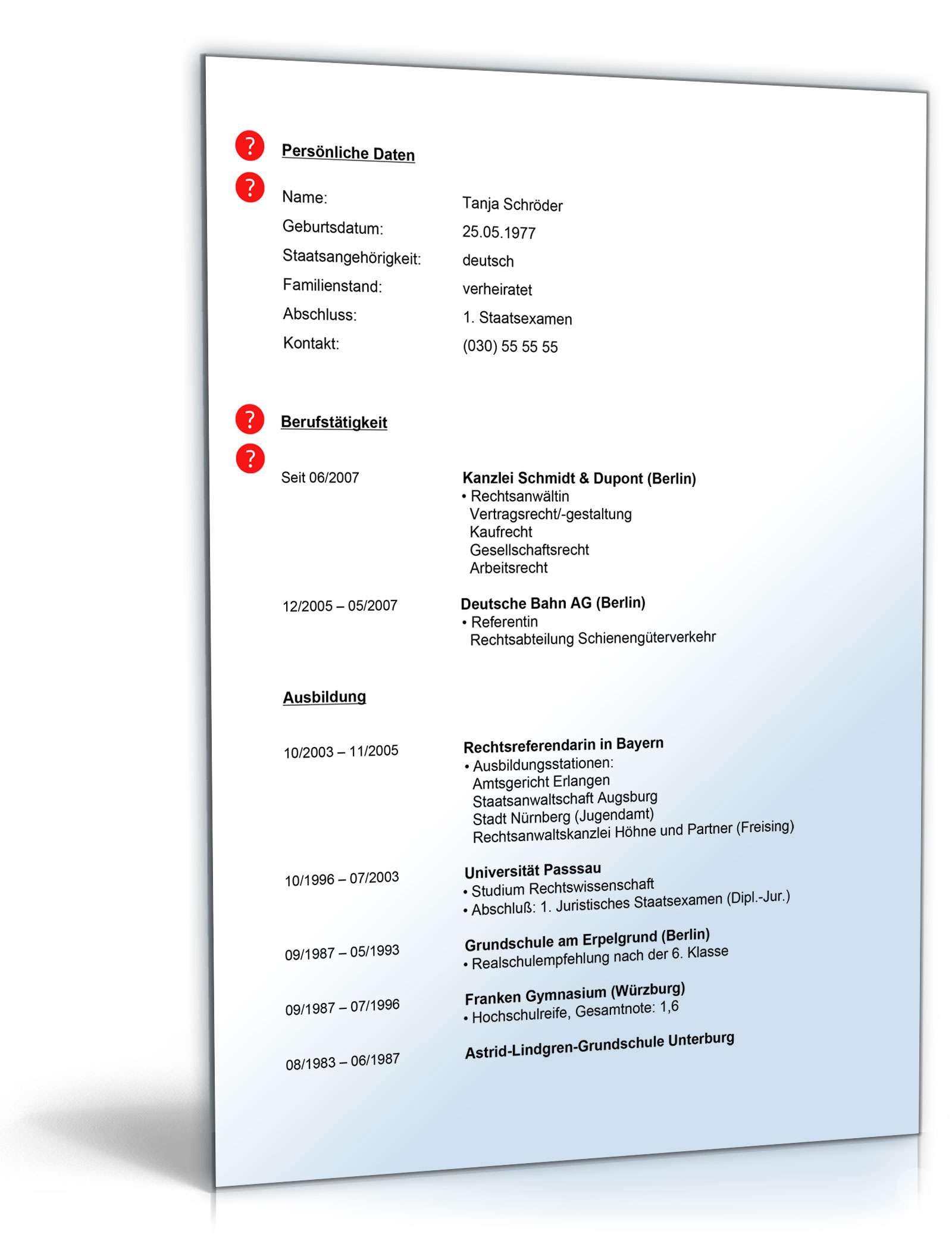 Lebenslauf Rechtsanwalt PDF. Seite: 2