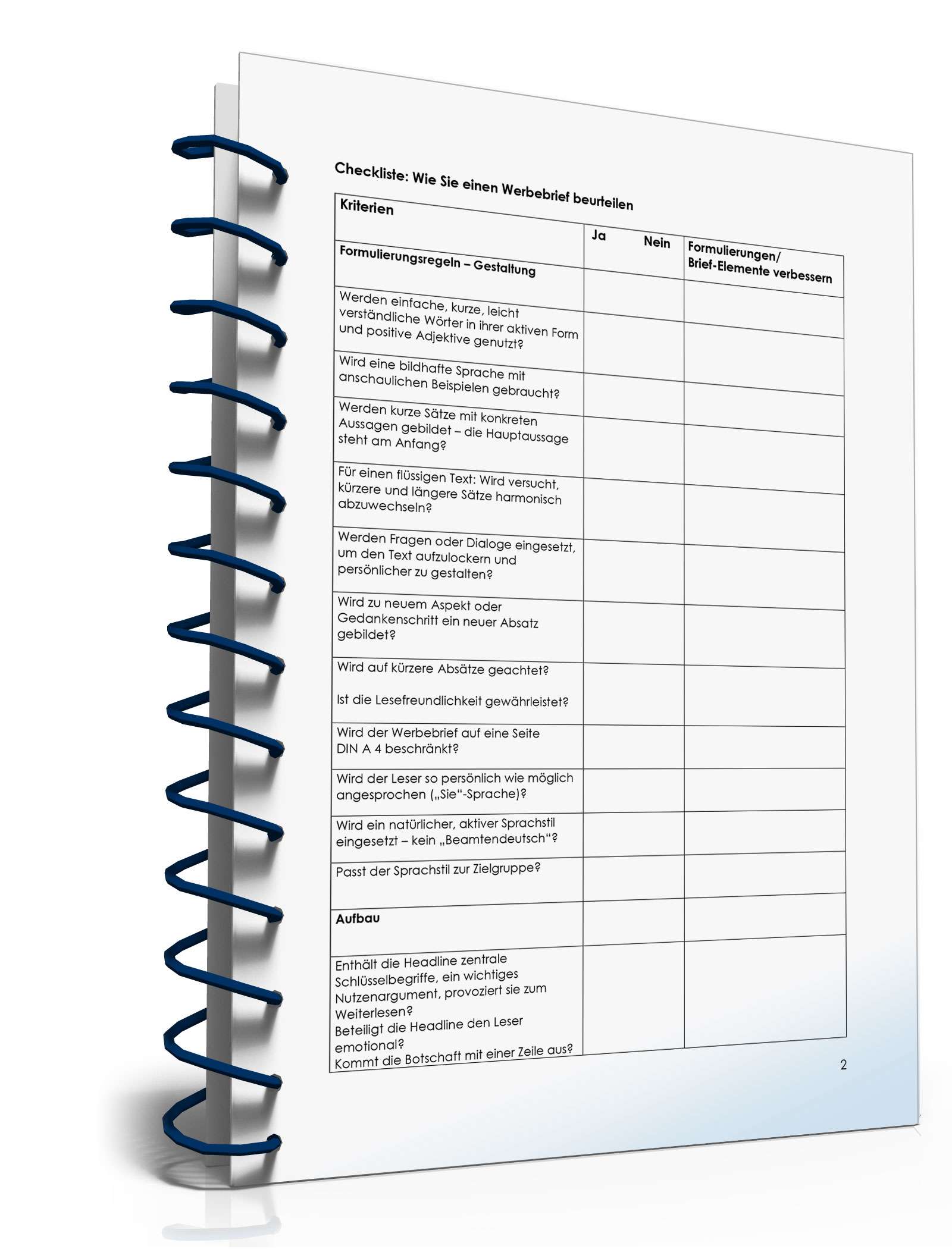 Checkliste Werbebriefbeurteilung PDF. Seite: 2