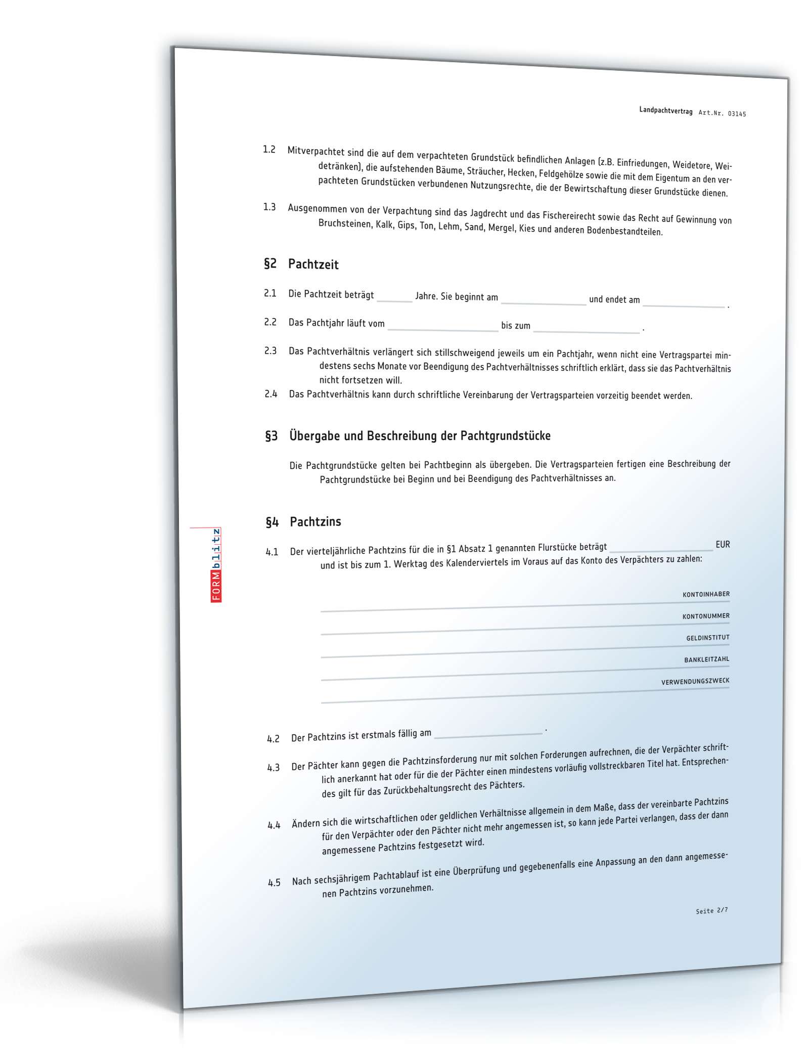 Landpachtvertrag PDF. Seite: 2