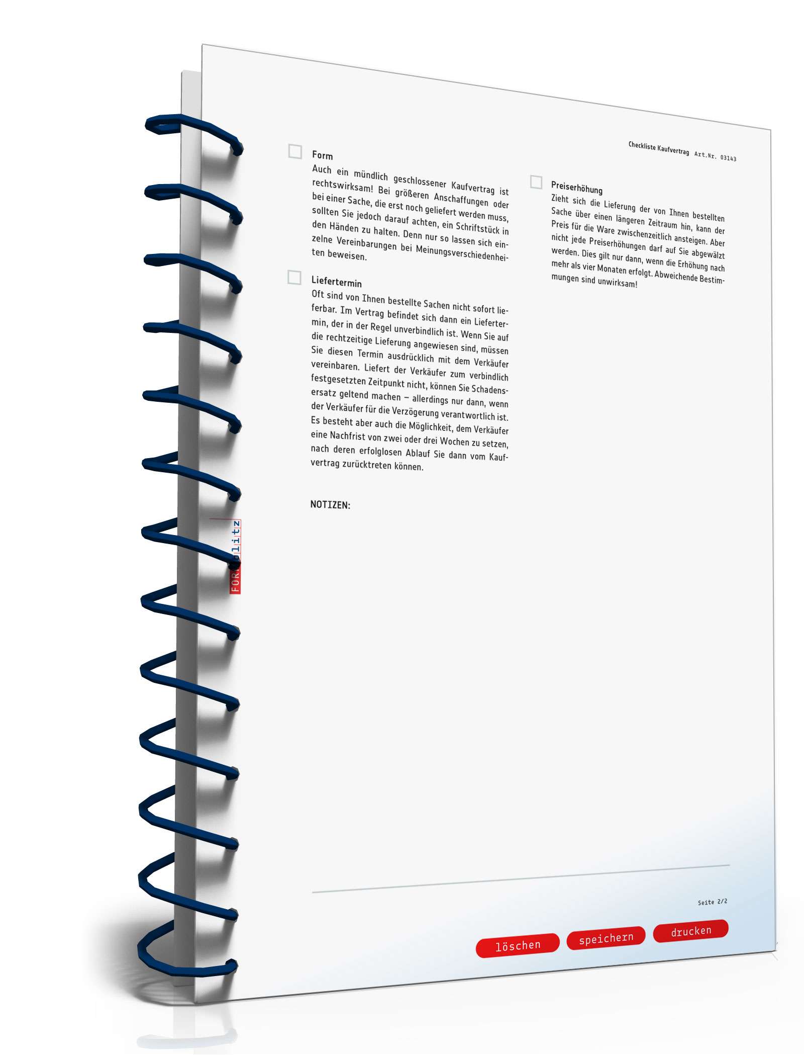 Checkliste Kaufvertrag PDF. Seite: 2