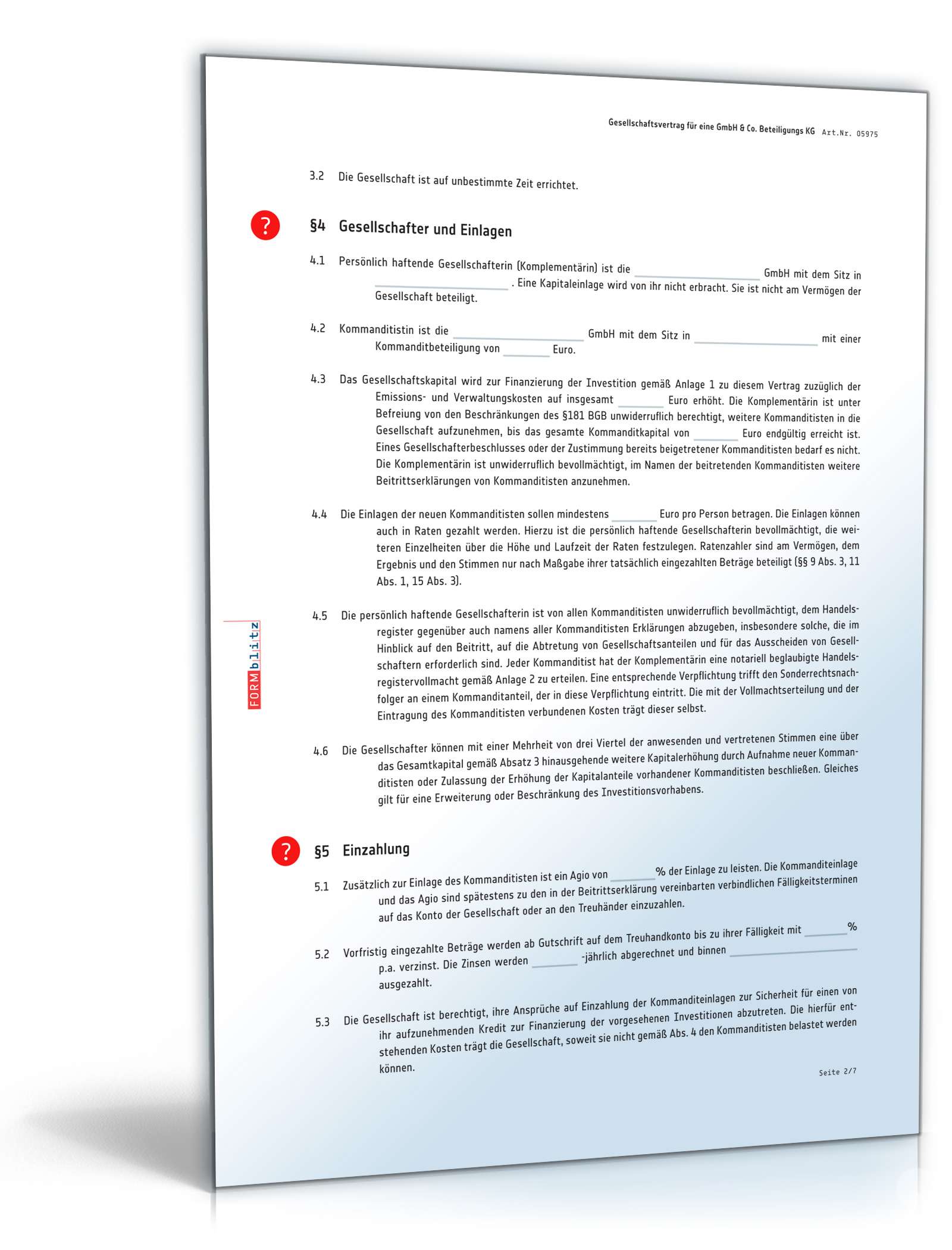 Gesellschaftsvertrag GmbH & Co. KG PDF. Seite: 2