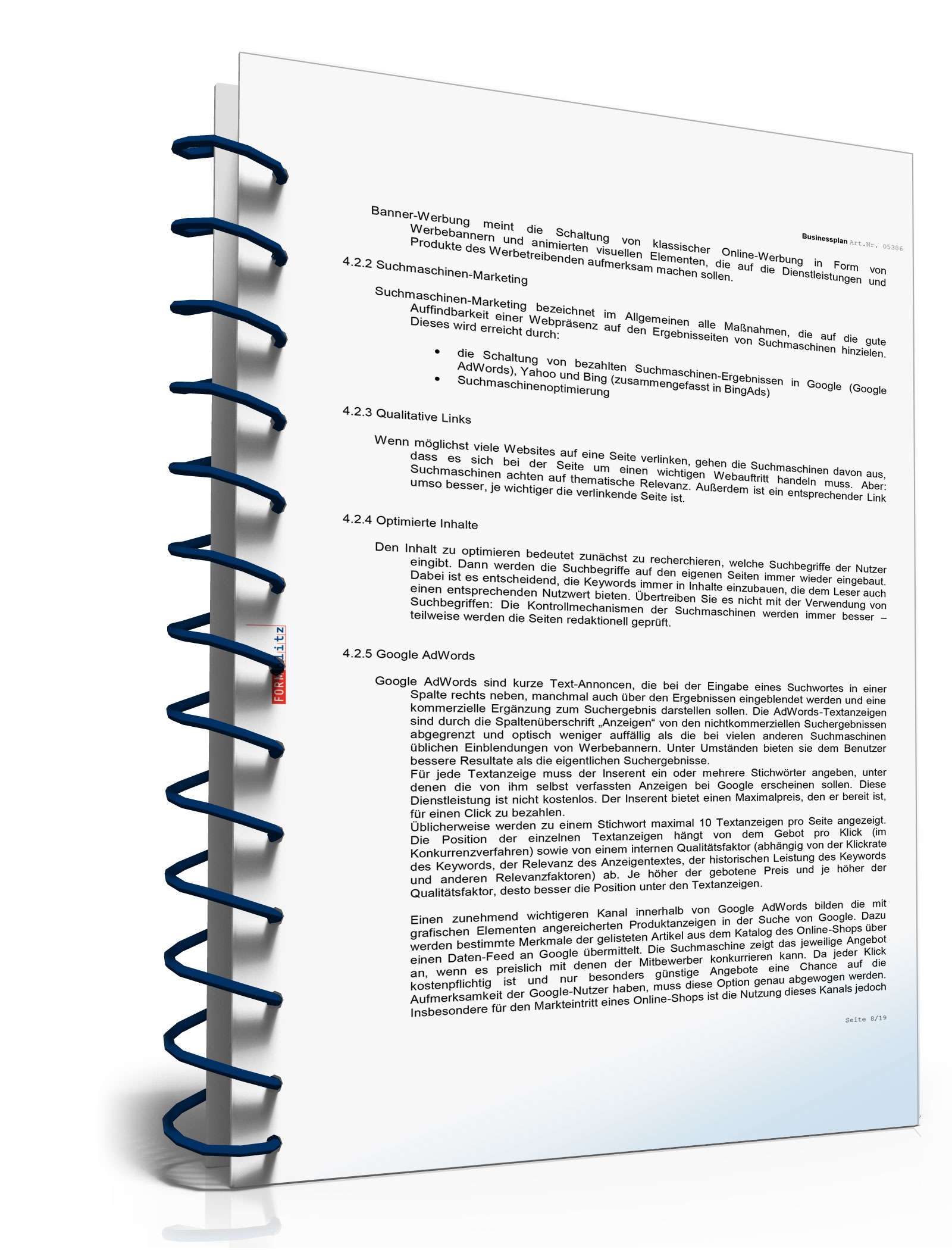 Businessplan Online-Shop Excel. Seite: 6