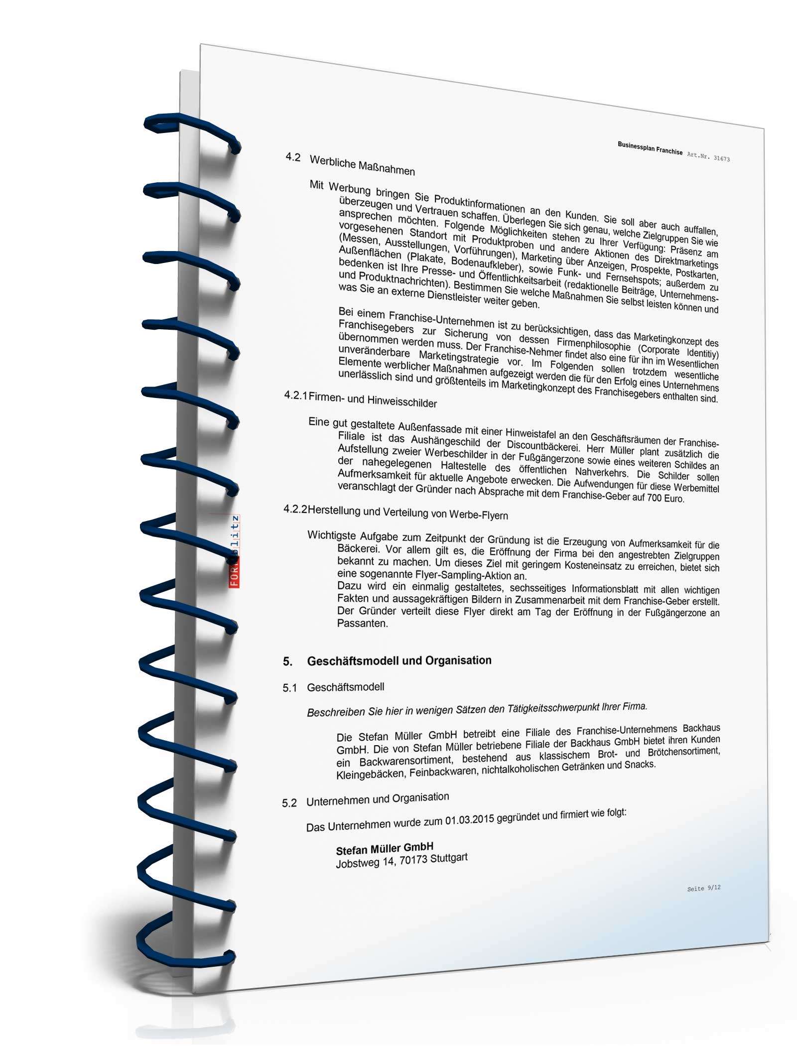 Businessplan Franchise (allgemein) Excel. Seite: 17