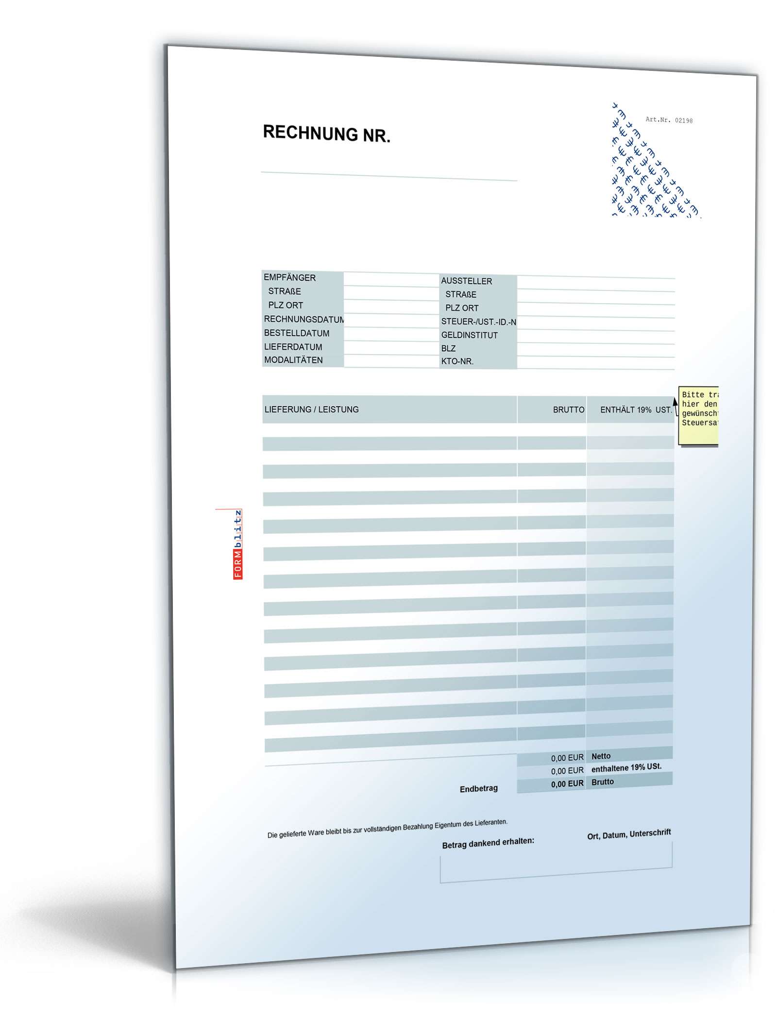 8 verschiedene Rechnungsvorlagen als Excel-Tabelle Excel. Seite: 4