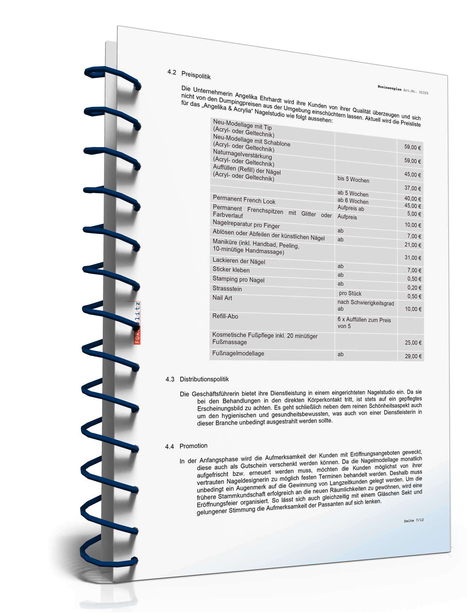 Businessplan Nagelstudio Excel. Seite: 9