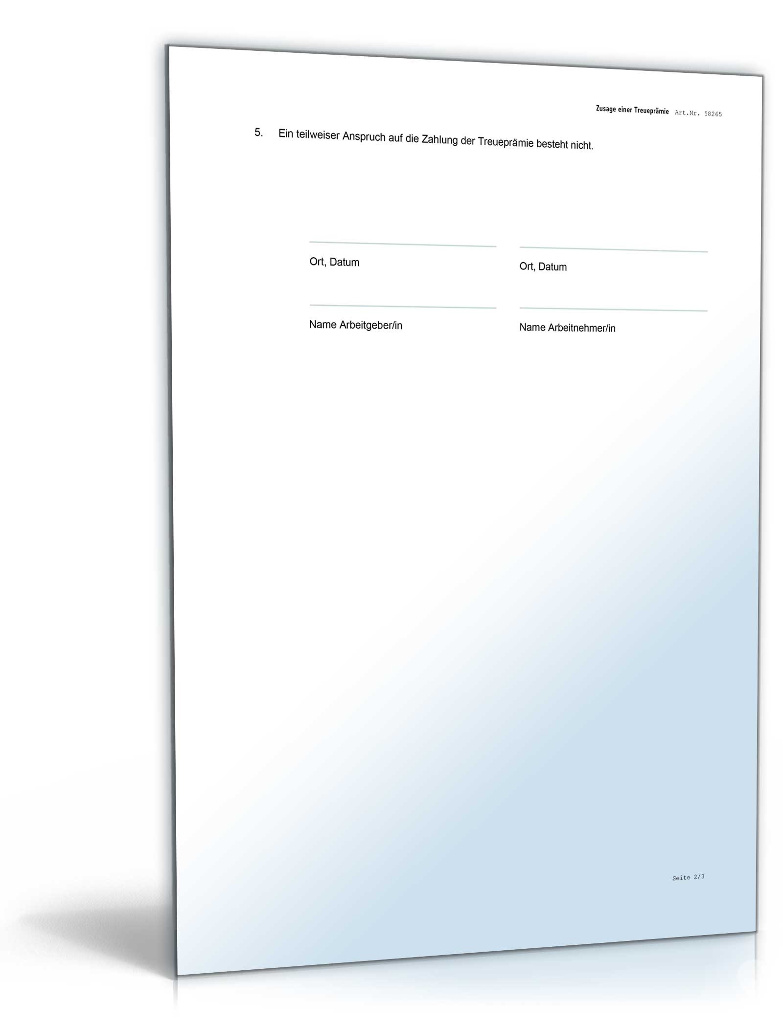 Zusage einer Treueprämie Word. Seite: 3