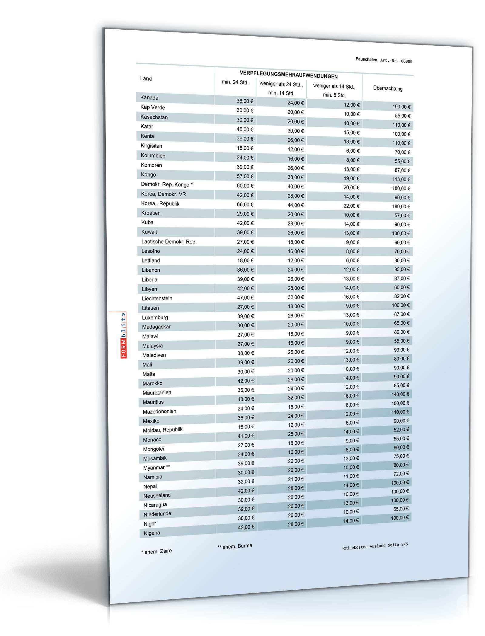 Diverse Pauschalsätze 2007/2008 Excel. Seite: 11