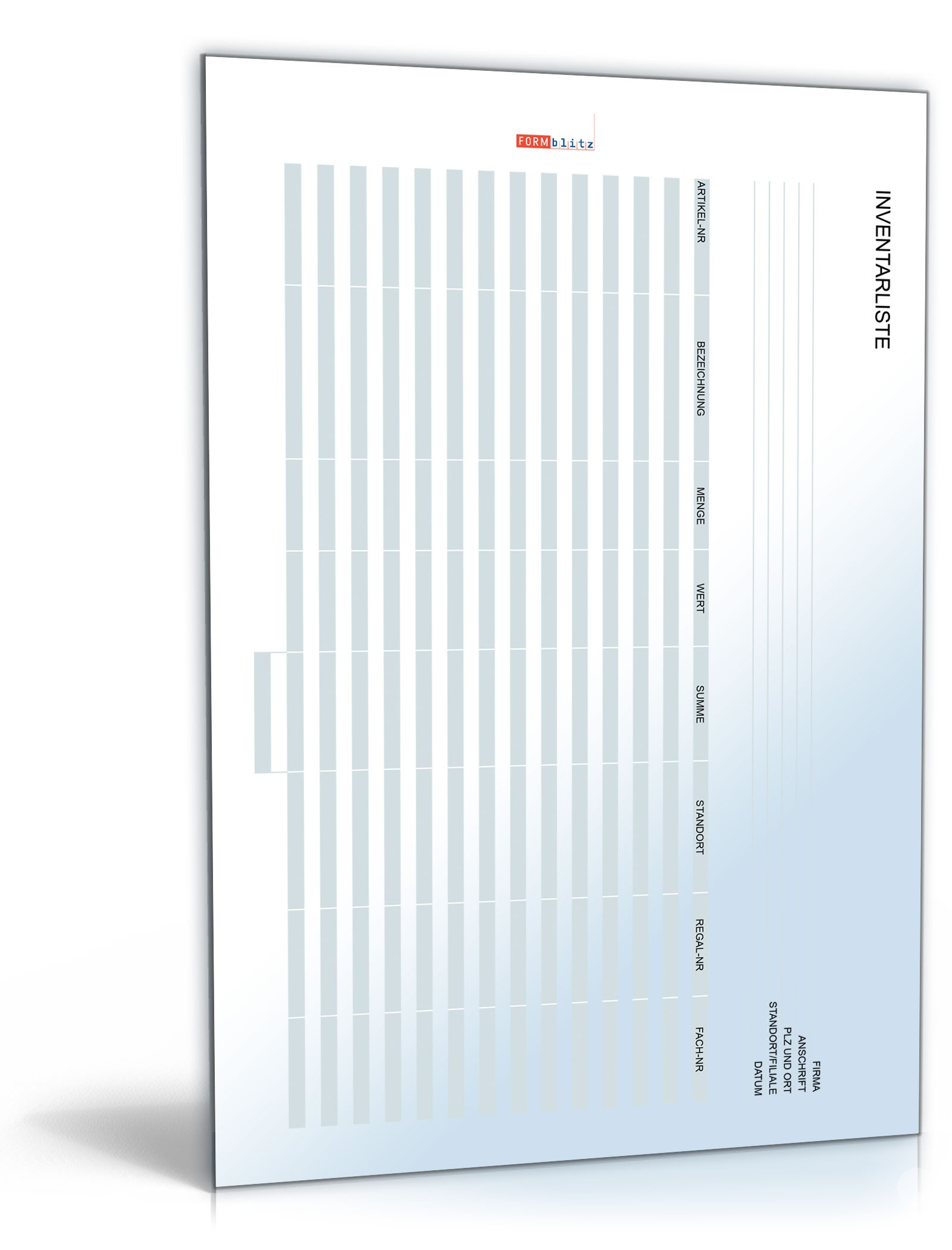 Inventarliste Handel Excel