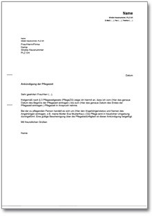 Antrag Verlängerung Pflegezeit Word