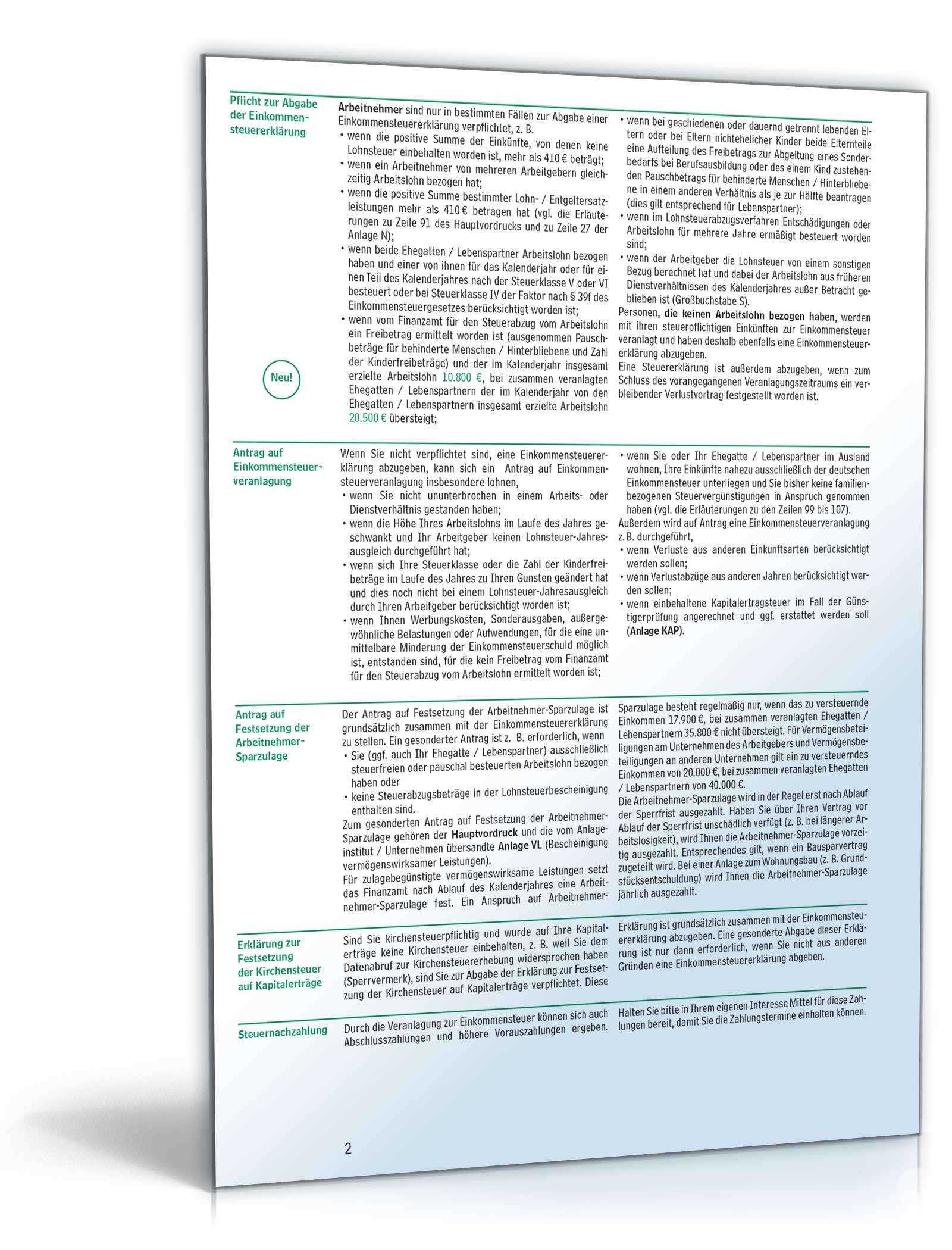 Anleitung zur Einkommensteuererklärung 2015 PDF. Seite: 2