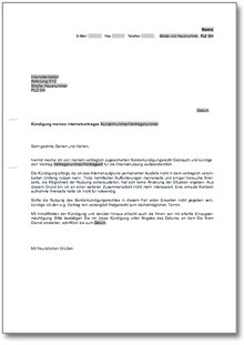 Fristlose Kündigung Internetanbieter  Word