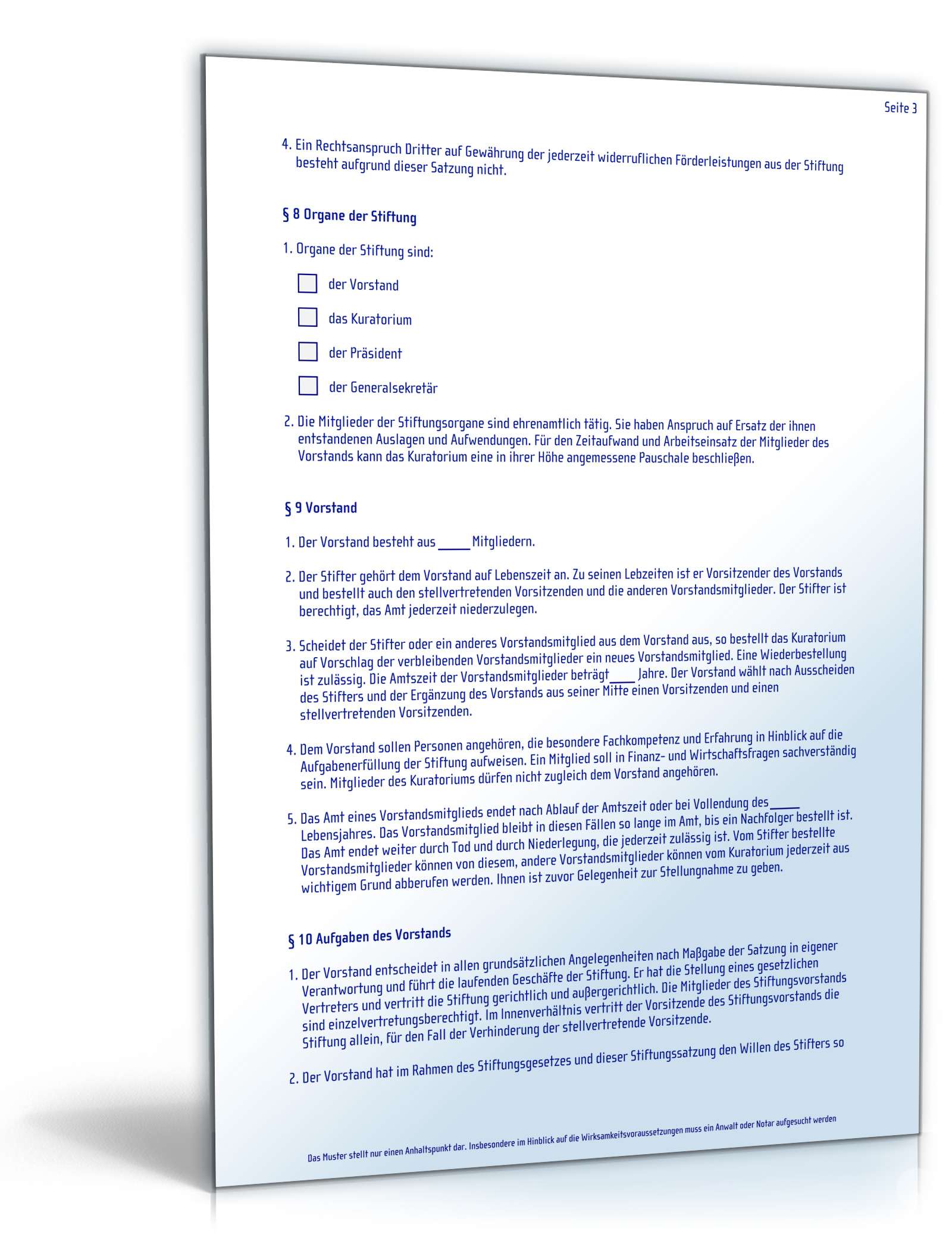 Mustersatzung Stiftung PDF. Seite: 2