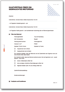 Kaufvertrag Motorrad Word