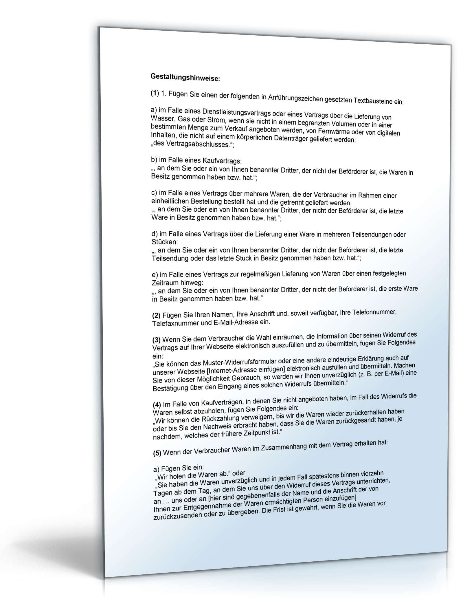 Widerrufsbelehrung für eBay-Verkäufer Word. Seite: 2