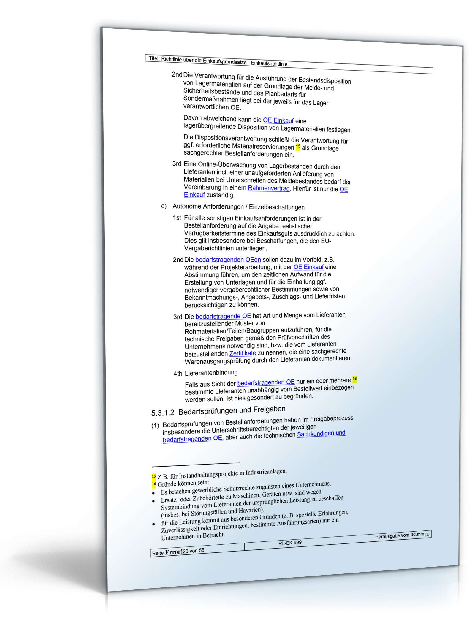 Richtlinien über die Einkaufsgrundsätze Word. Seite: 20