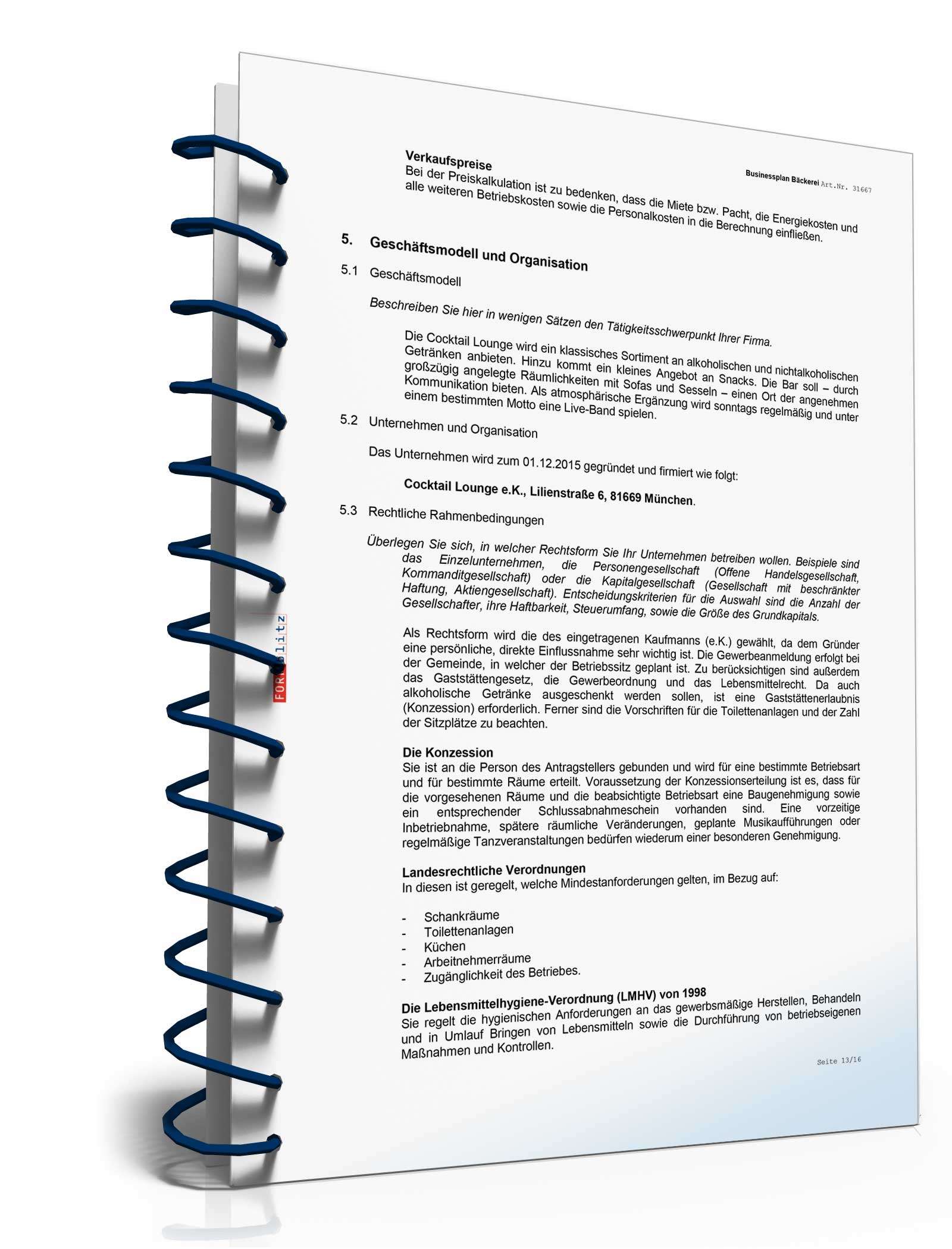 Businessplan Cocktailbar Excel. Seite: 13