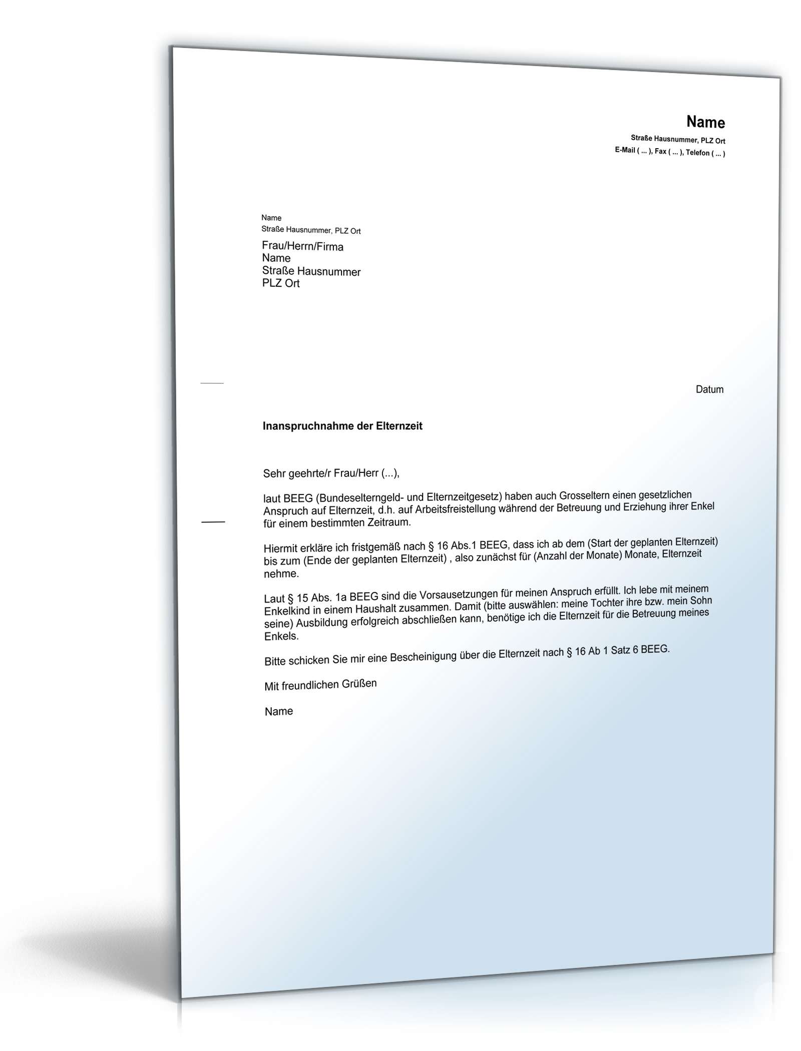 Antrag Großelternzeit PDF