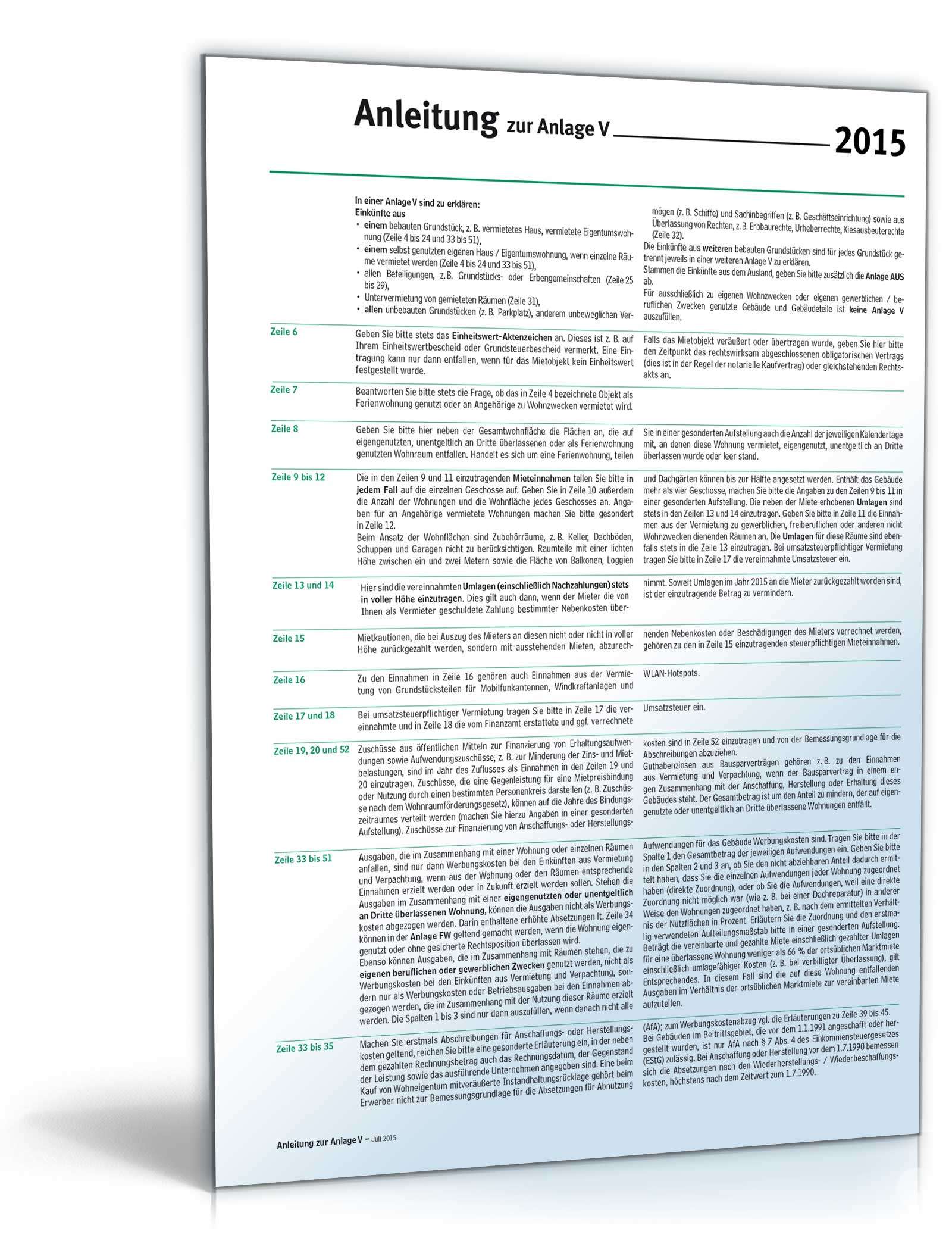 Anleitung zur Anlage V 2015 PDF