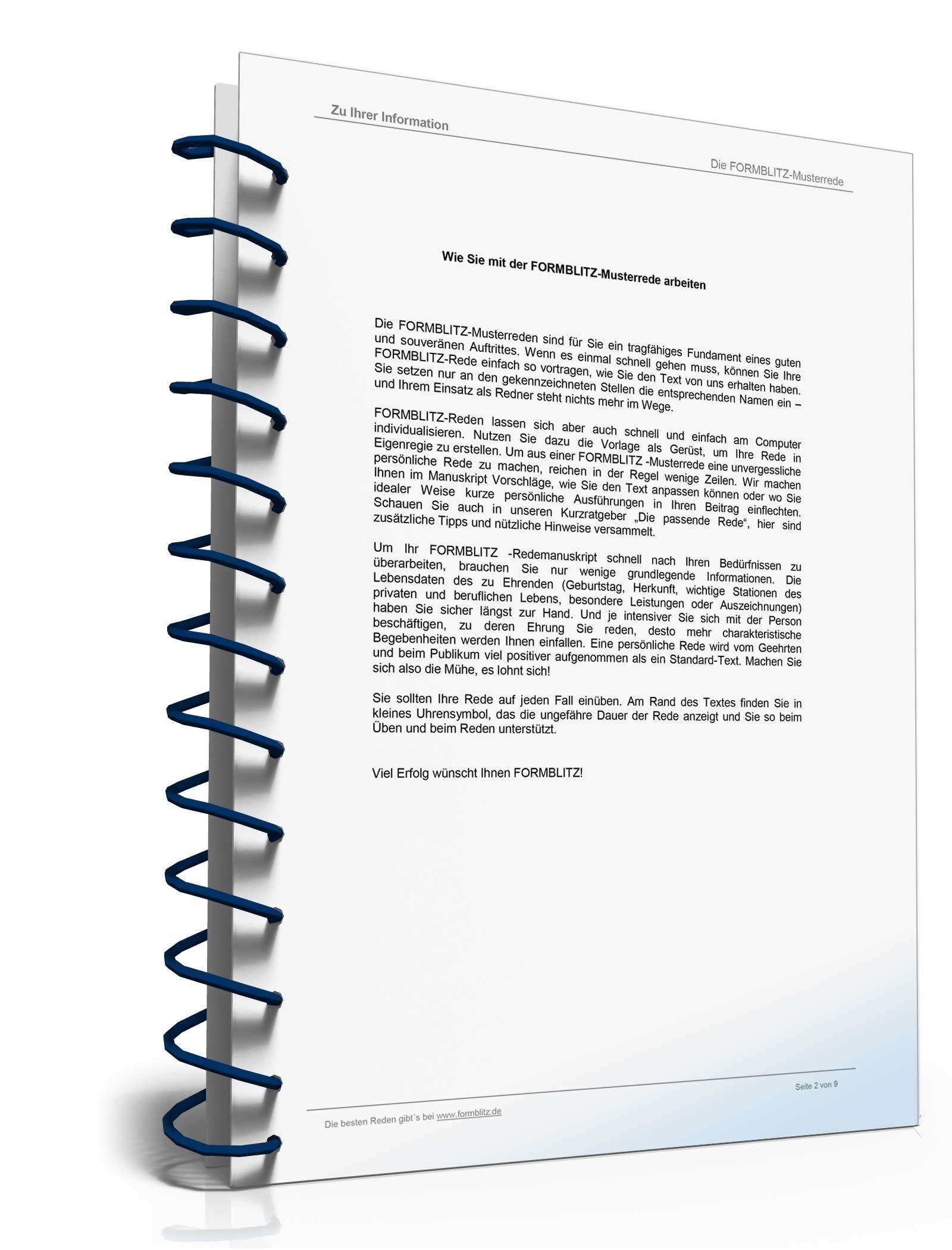 Trauerrede mit Leitmotiv: Denkmal in den Herzen der Mitmenschen Excel. Seite: 2