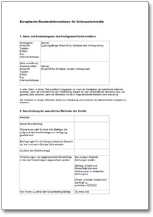 Europäische Standardinformationen für Verbraucherkredite Word