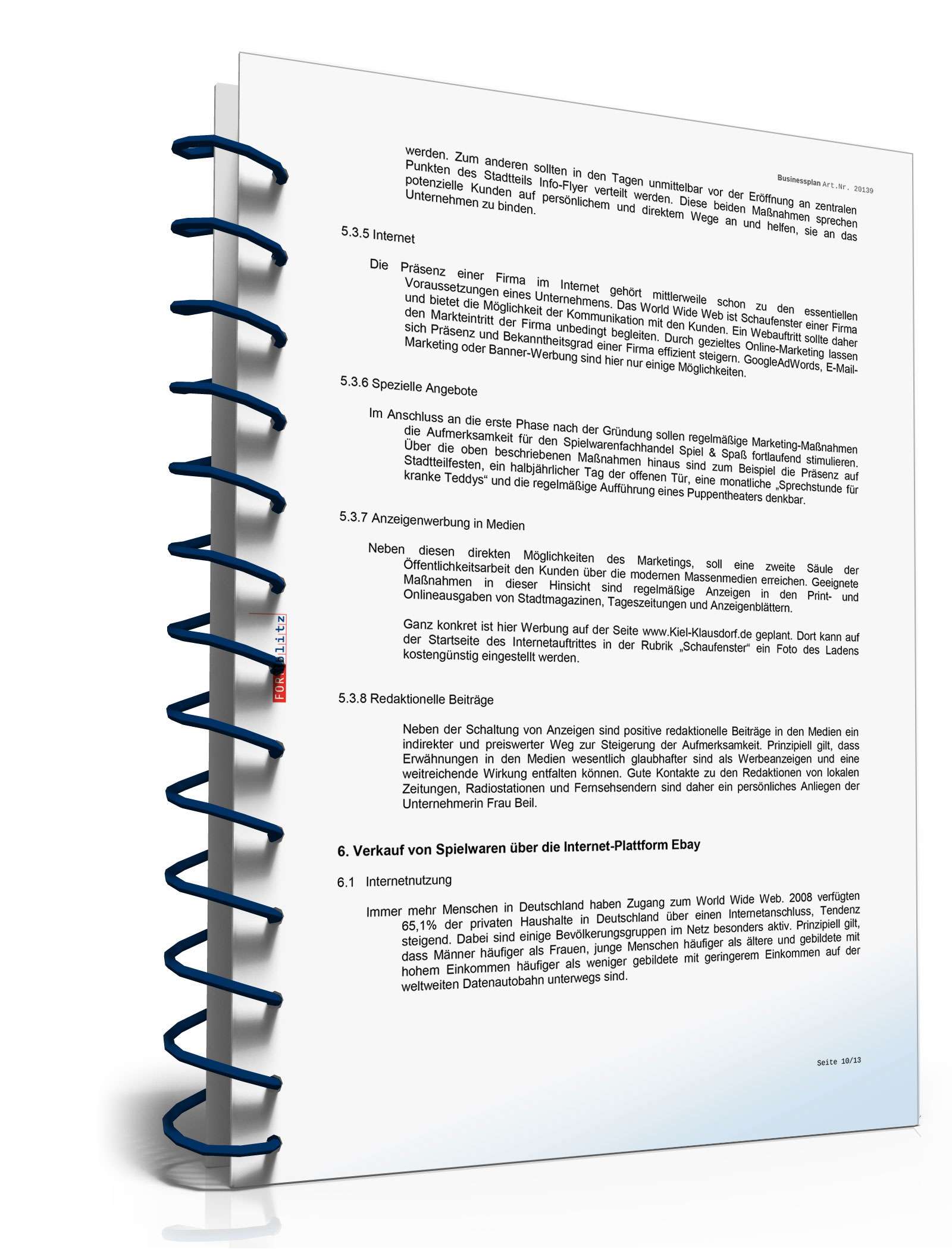 Businessplan Spielwarenhandel Excel. Seite: 13