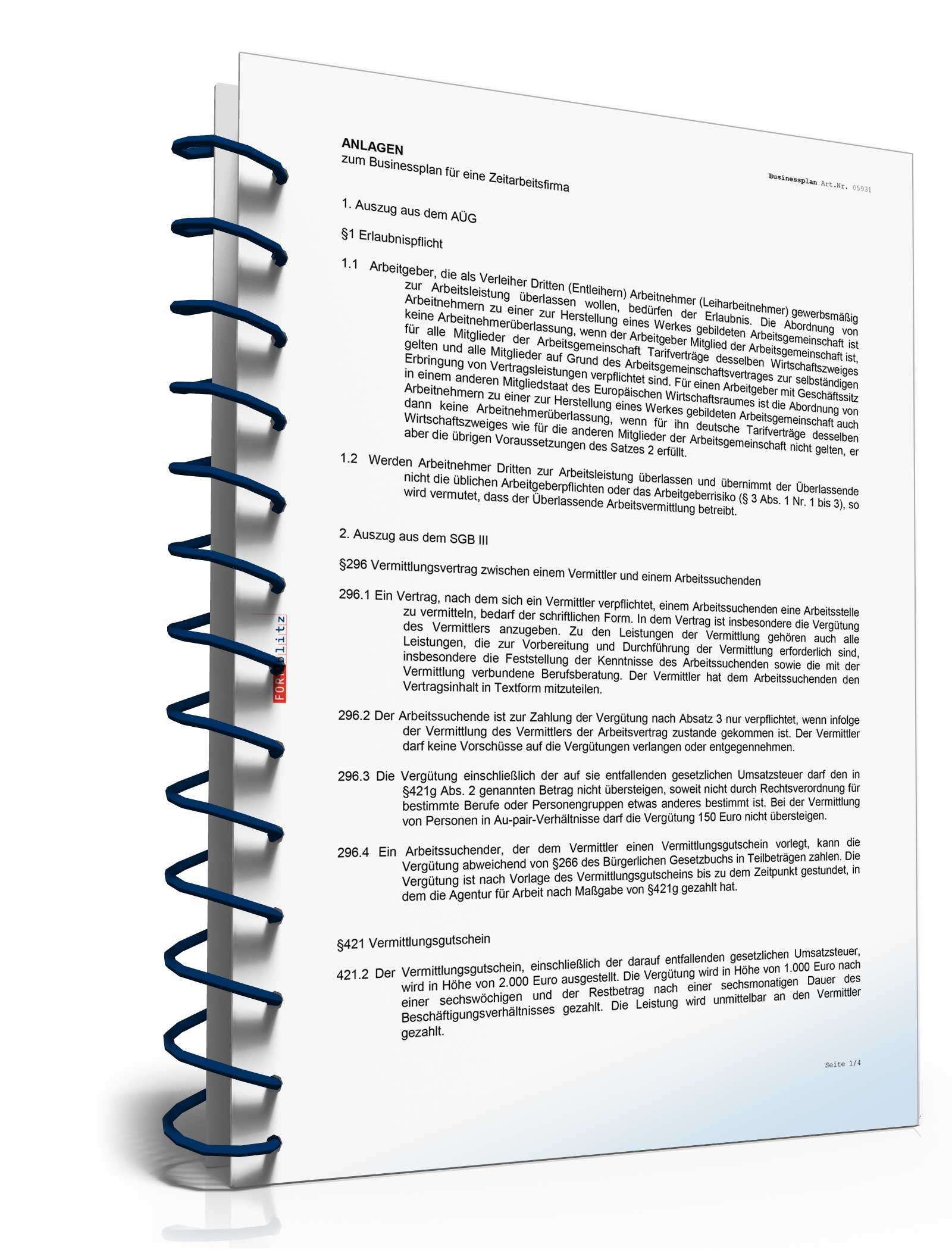 Businessplan Zeitarbeitsfirma Excel. Seite: 2