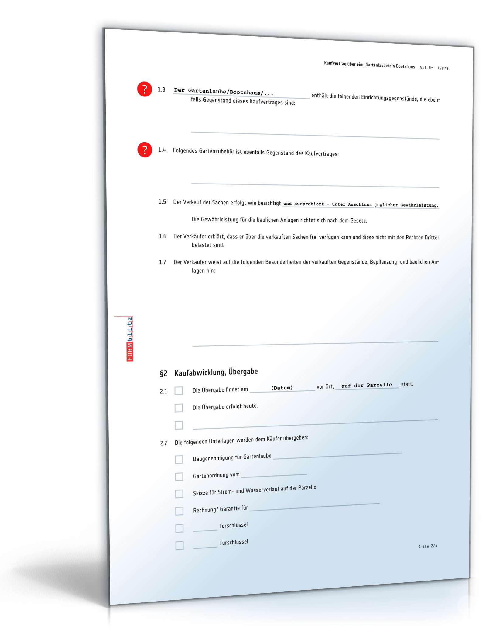 Kaufvertrag Garten PDF. Seite: 2