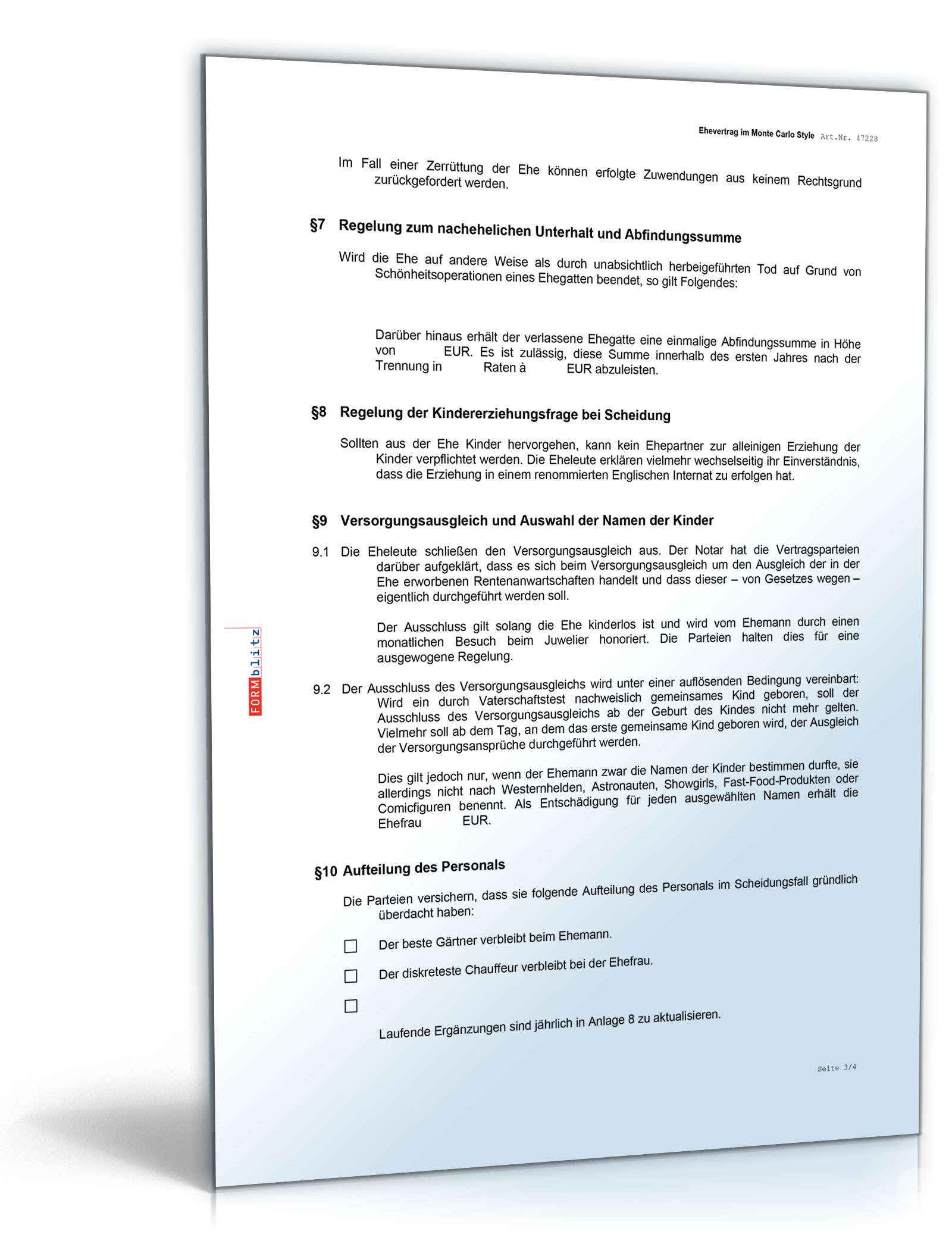 Ehevertrag Monte Carlo Style Fun-Vertrag Word. Seite: 3