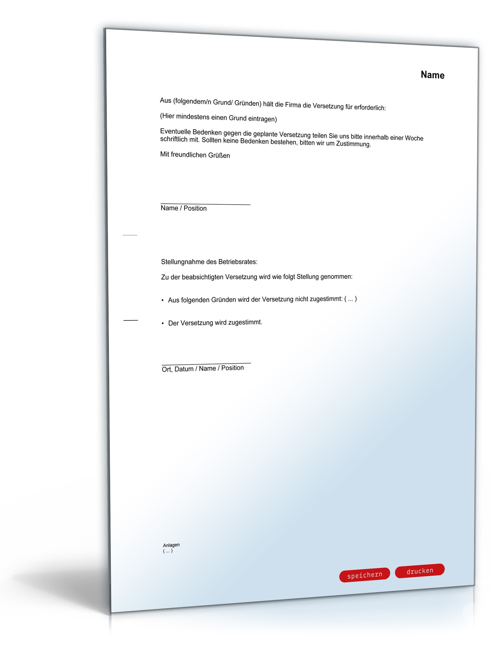 Benachrichtigung Versetzung Mitarbeiter PDF. Seite: 2