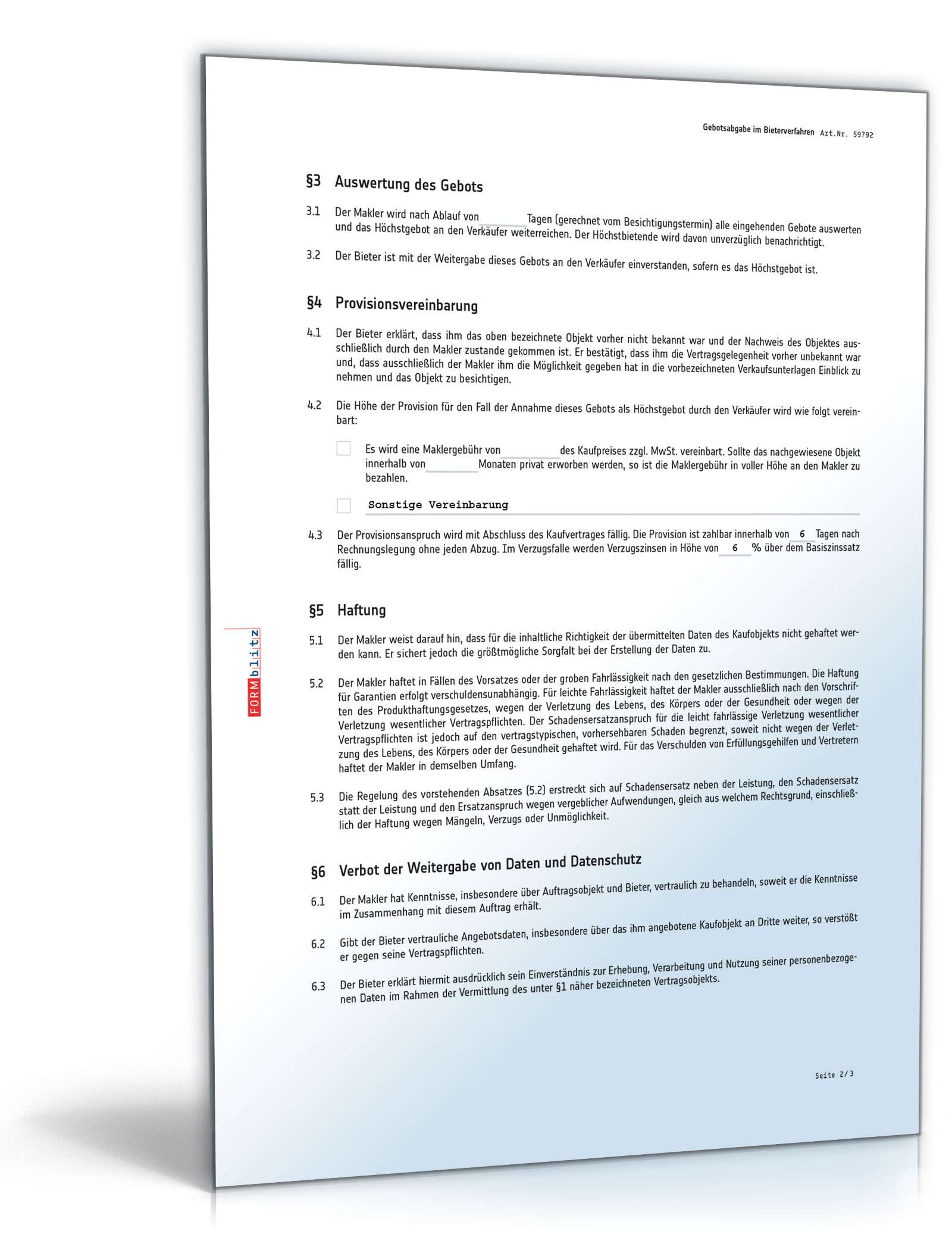 Bieterverfahren Gebotsabgabe Immobilie PDF. Seite: 2