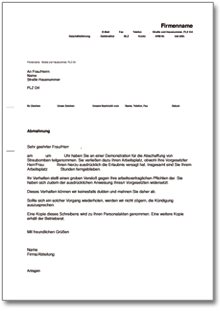 Abmahnung Teilnahme Demonstration Word