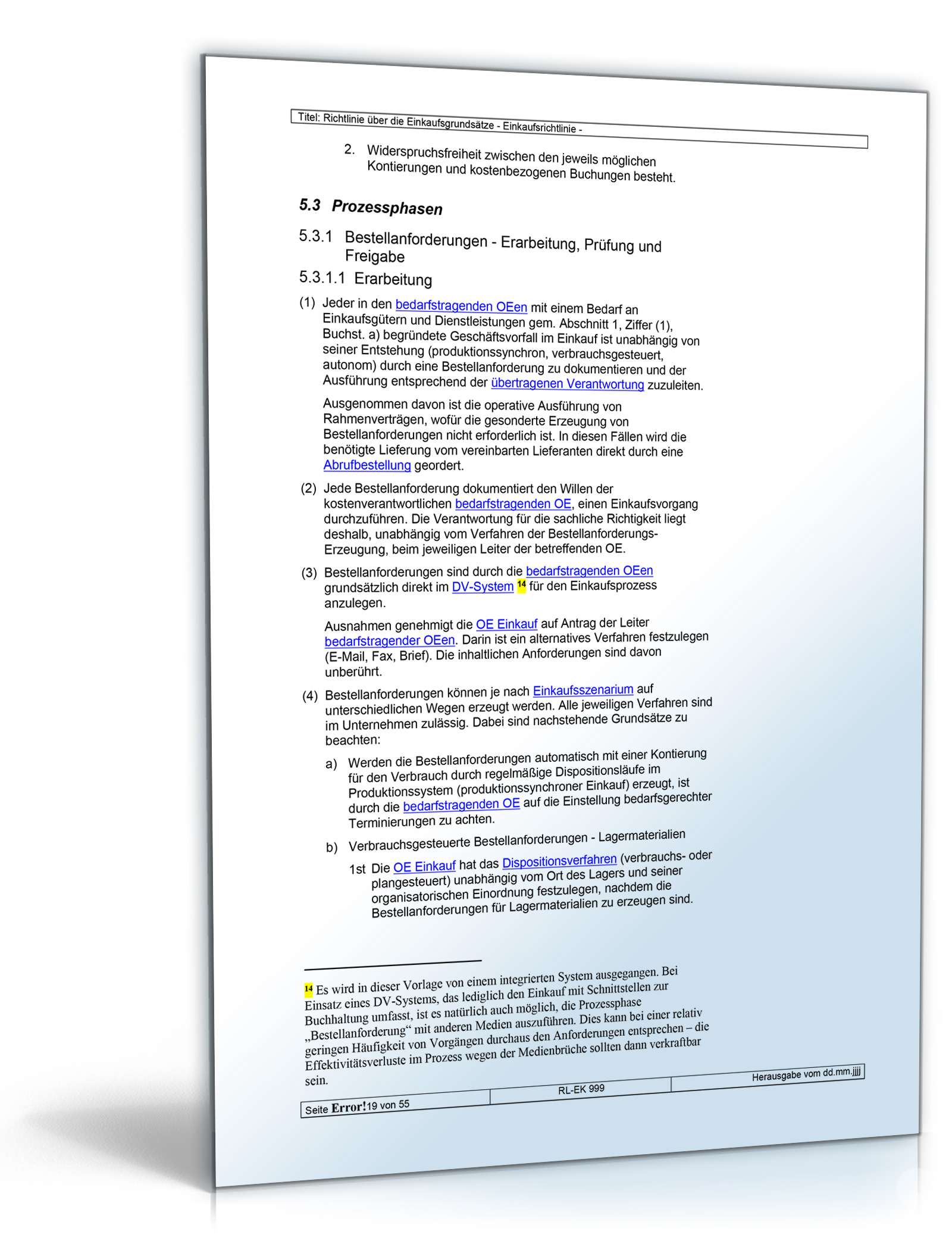 Richtlinien über die Einkaufsgrundsätze Word. Seite: 19