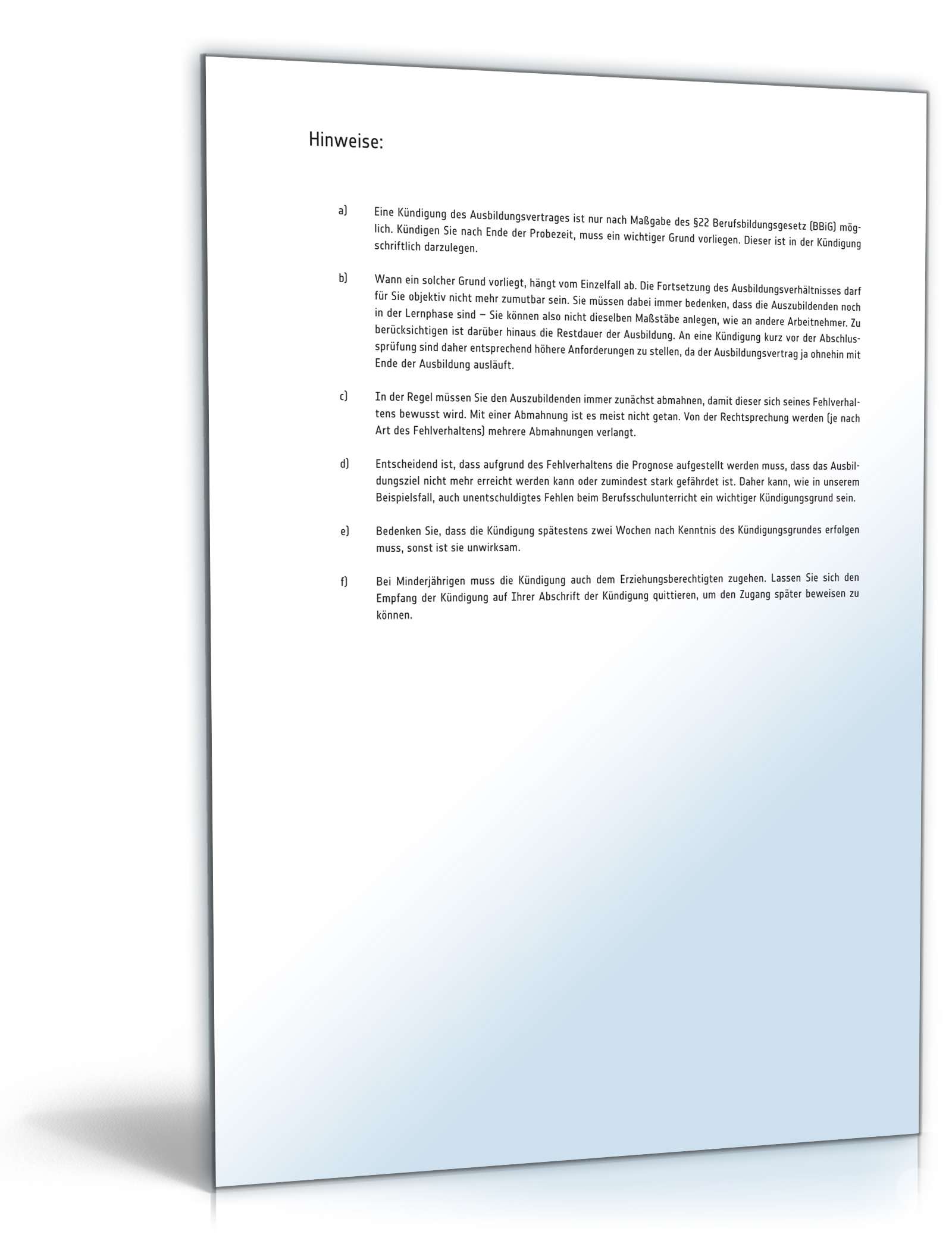 Außerordentliche Kündigung Auszubildender durch Arbeitgeber PDF. Seite: 2