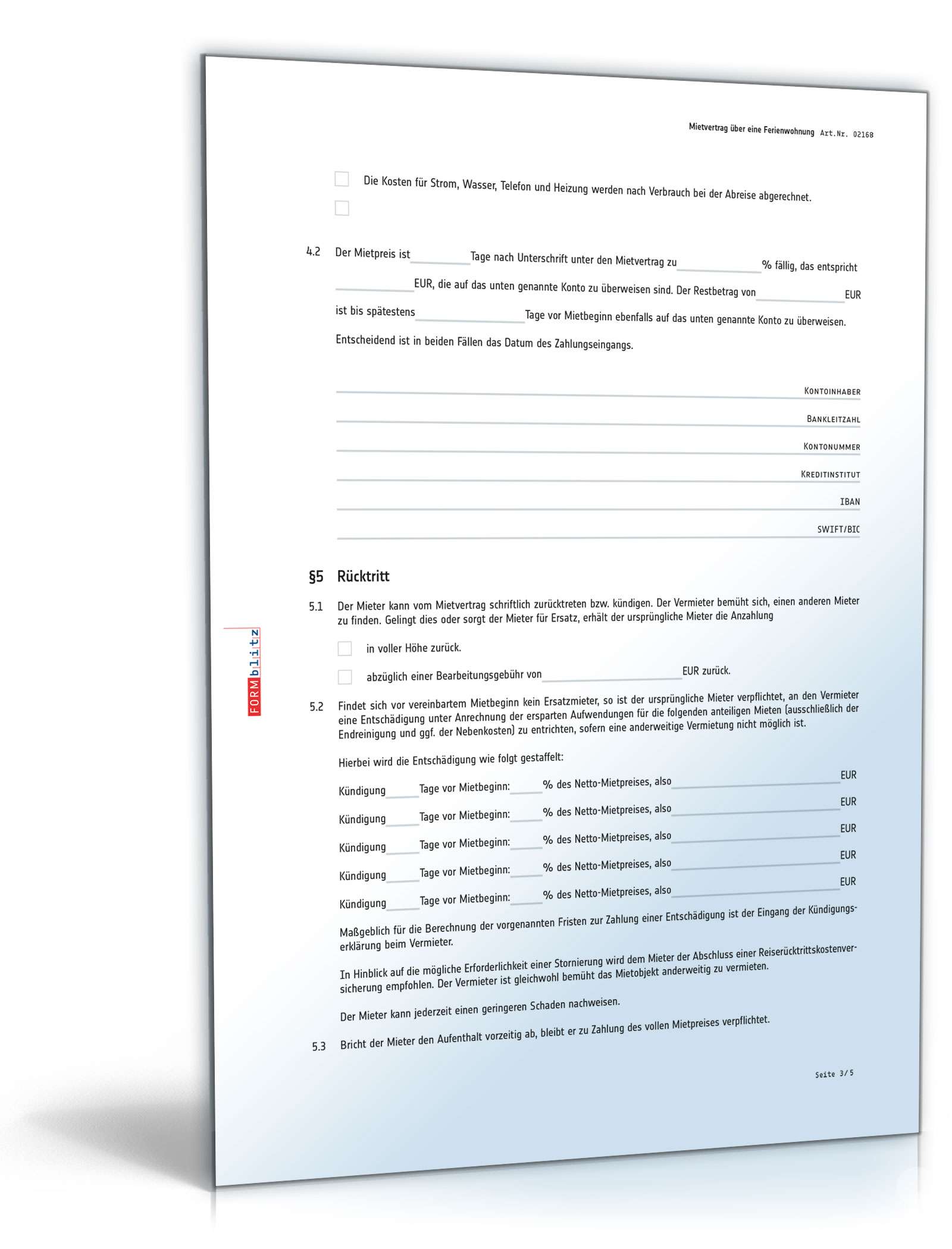 Mietvertrag Ferienwohnung PDF. Seite: 3