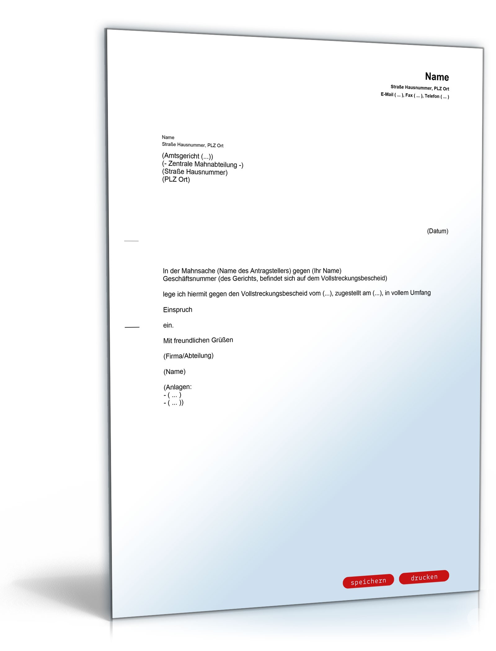 Einspruch Vollstreckungsbescheid PDF