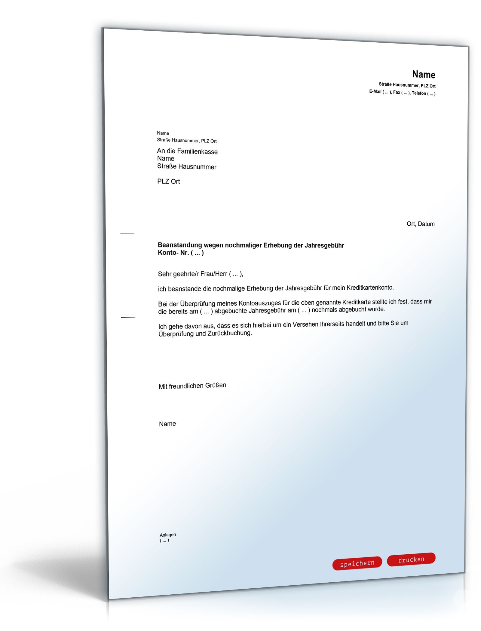 Beanstandung erneuter Erhebung Jahresgebühr PDF