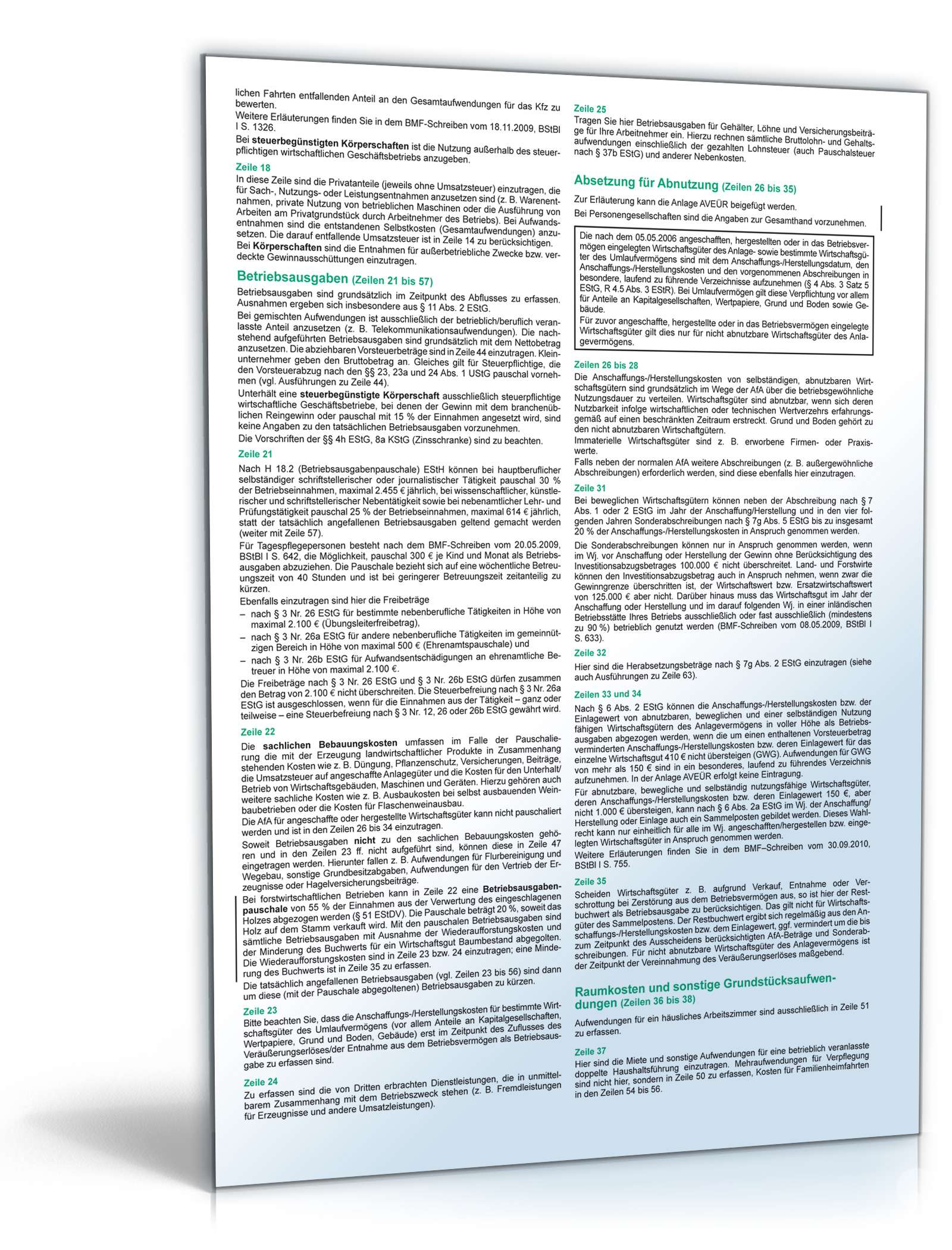 Anleitung Anlage EÜR 2012 PDF. Seite: 2