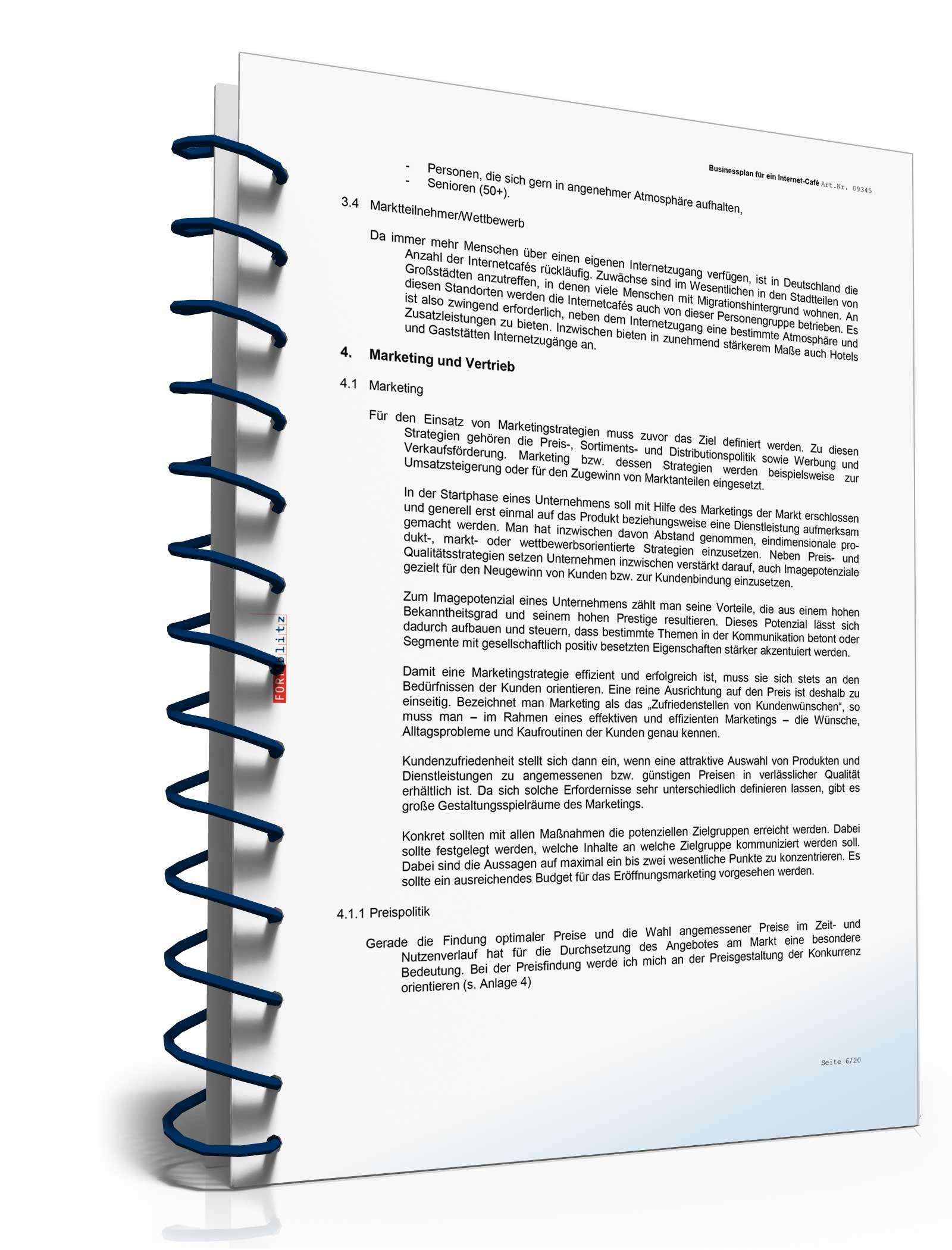 Businessplan Internetcafé Excel. Seite: 10