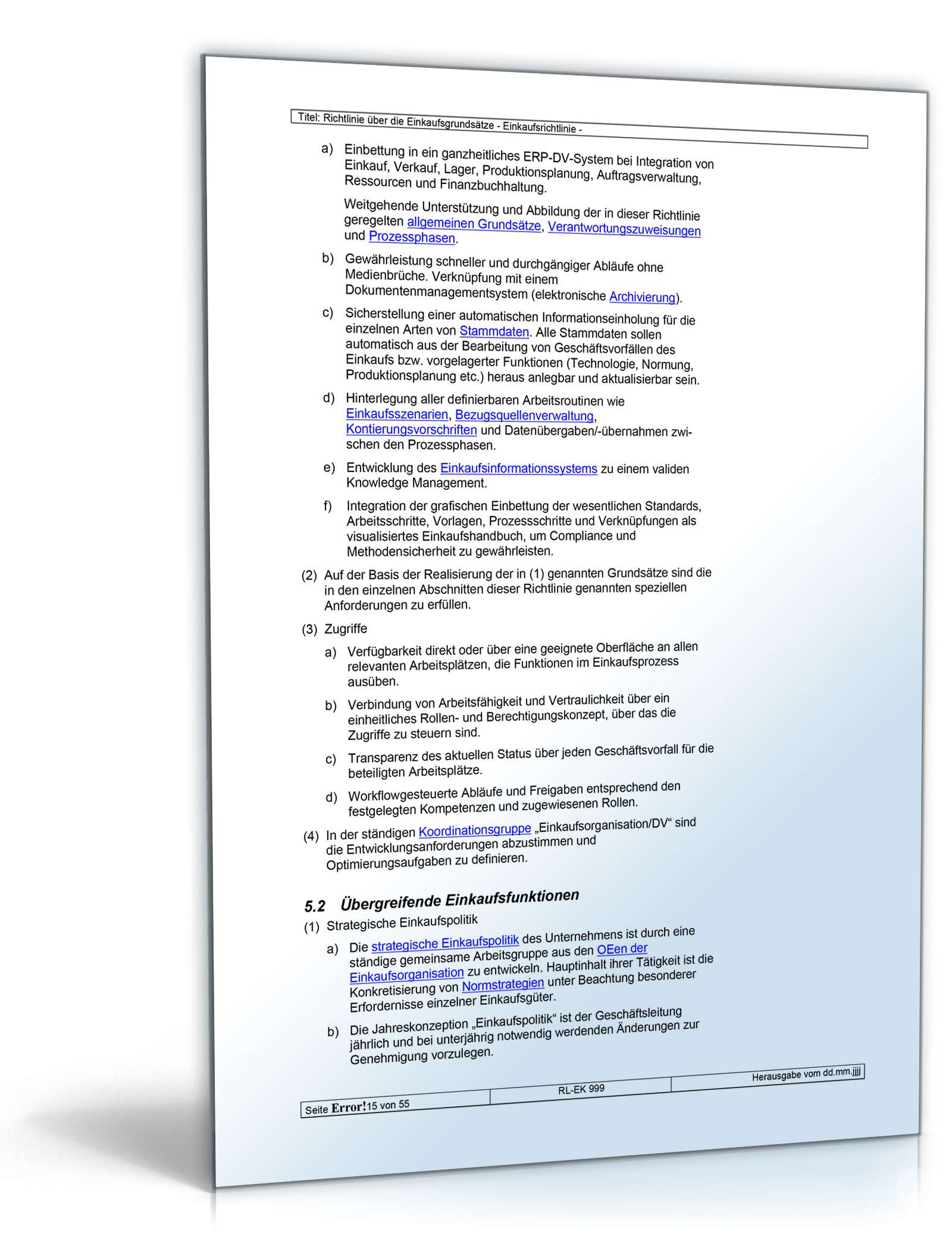 Richtlinien über die Einkaufsgrundsätze Word. Seite: 15