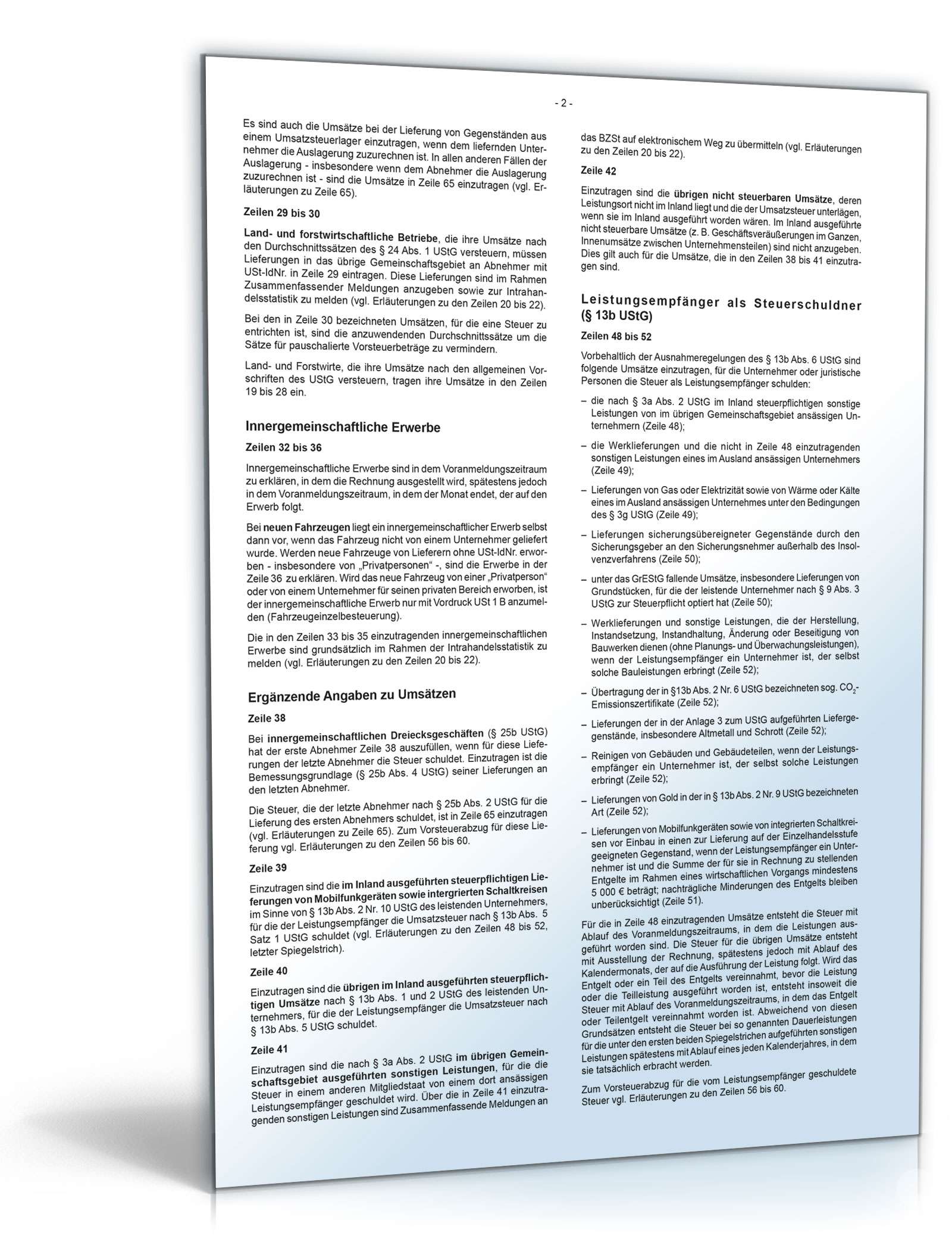 Anleitung zur Umsatzsteuervoranmeldung 2012 PDF. Seite: 2
