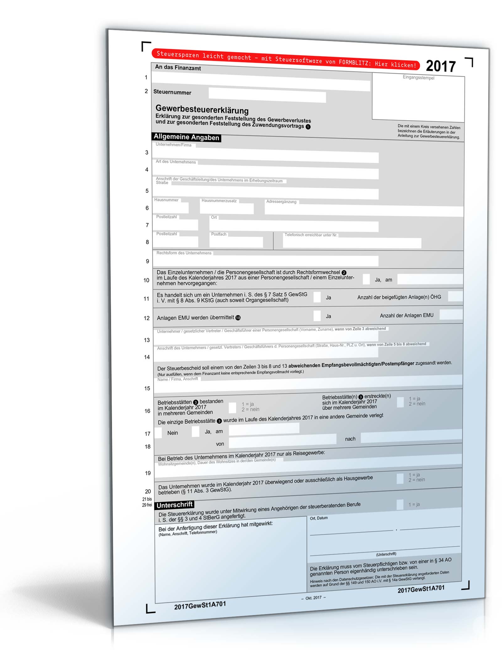 Gewerbesteuererklärung 2017 PDF