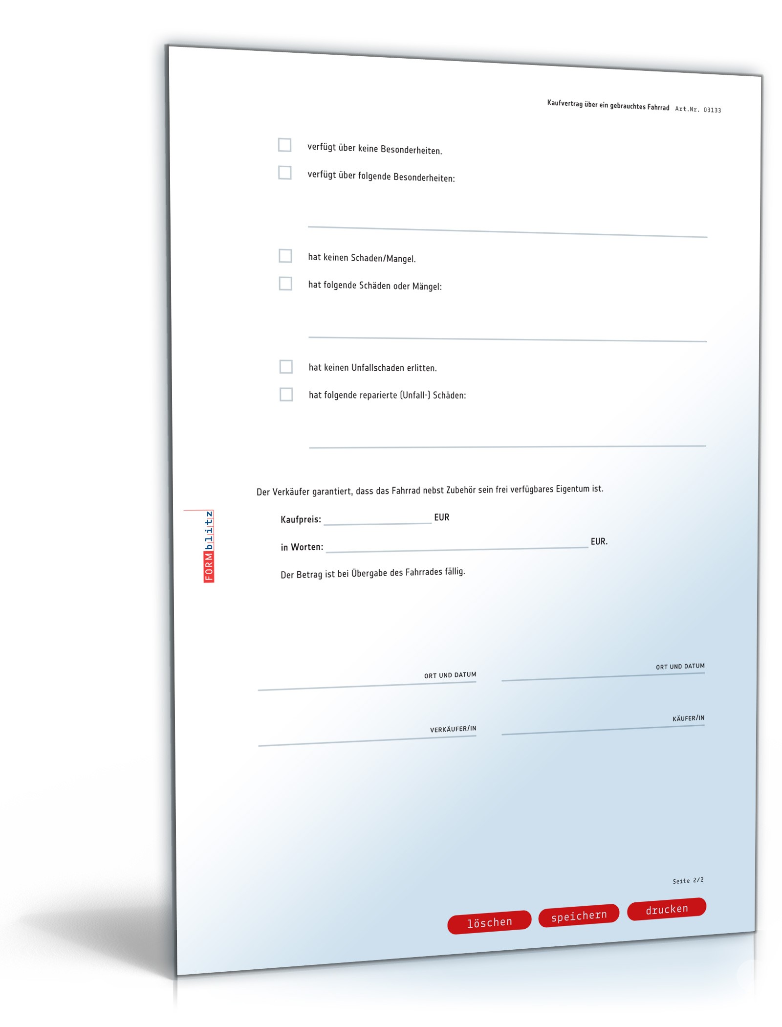 Kaufvertrag Fahrrad PDF. Seite: 2