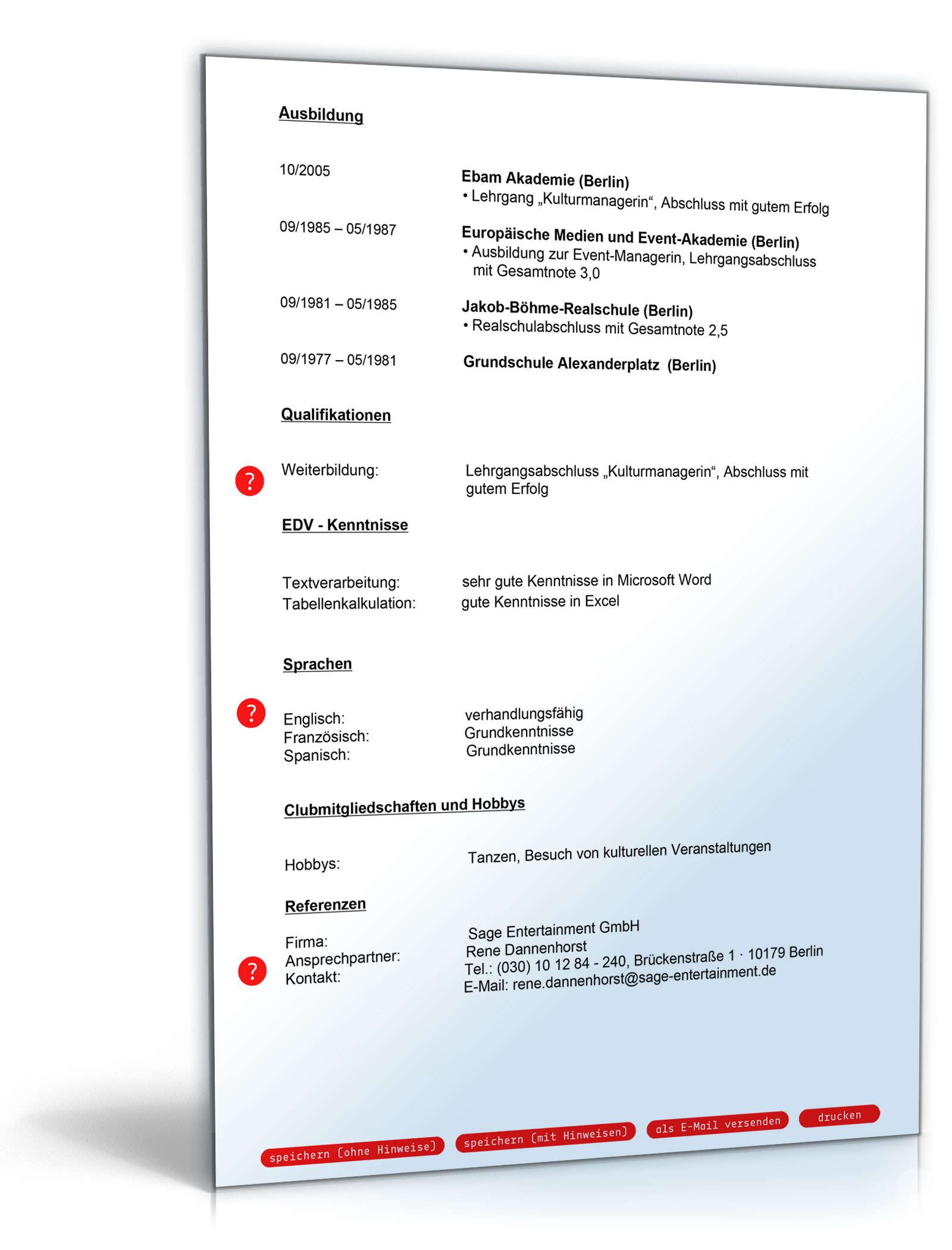 Lebenslauf Event-Manager PDF. Seite: 3