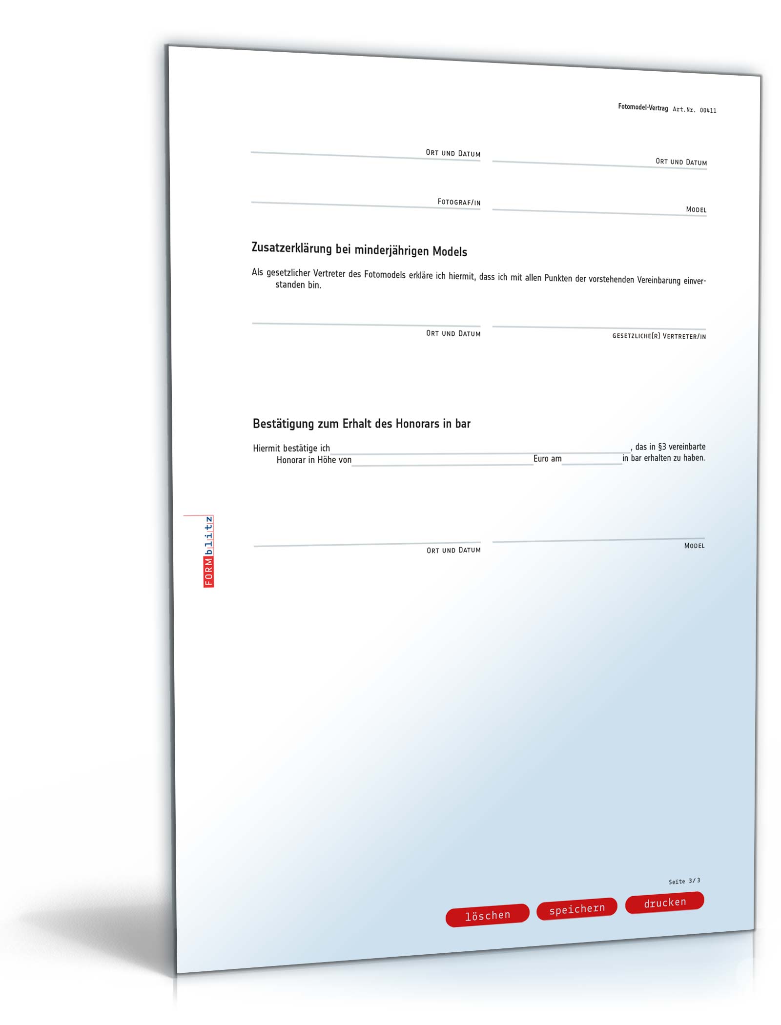 Fotomodel-Vertrag PDF. Seite: 3