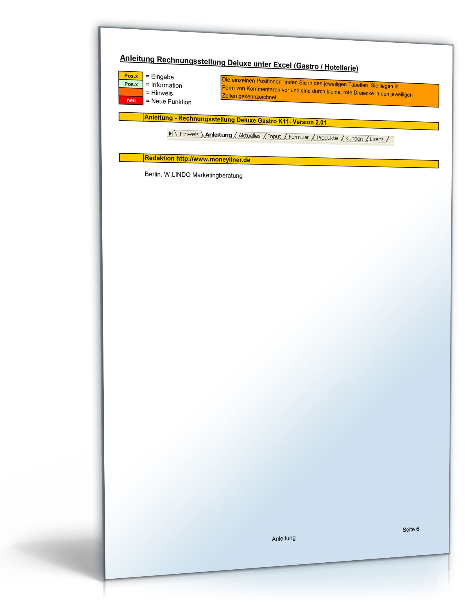 Rechnungsstellung Deluxe Gastronomie Excel. Seite: 7