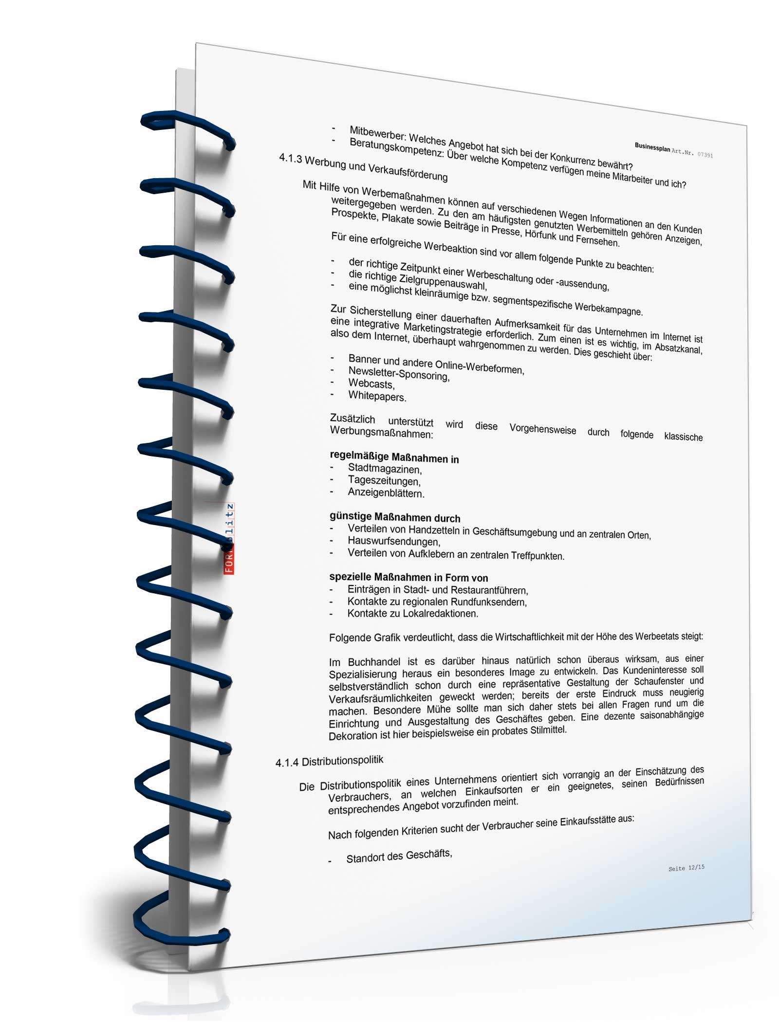 Businessplan Buchhandlung Excel. Seite: 12