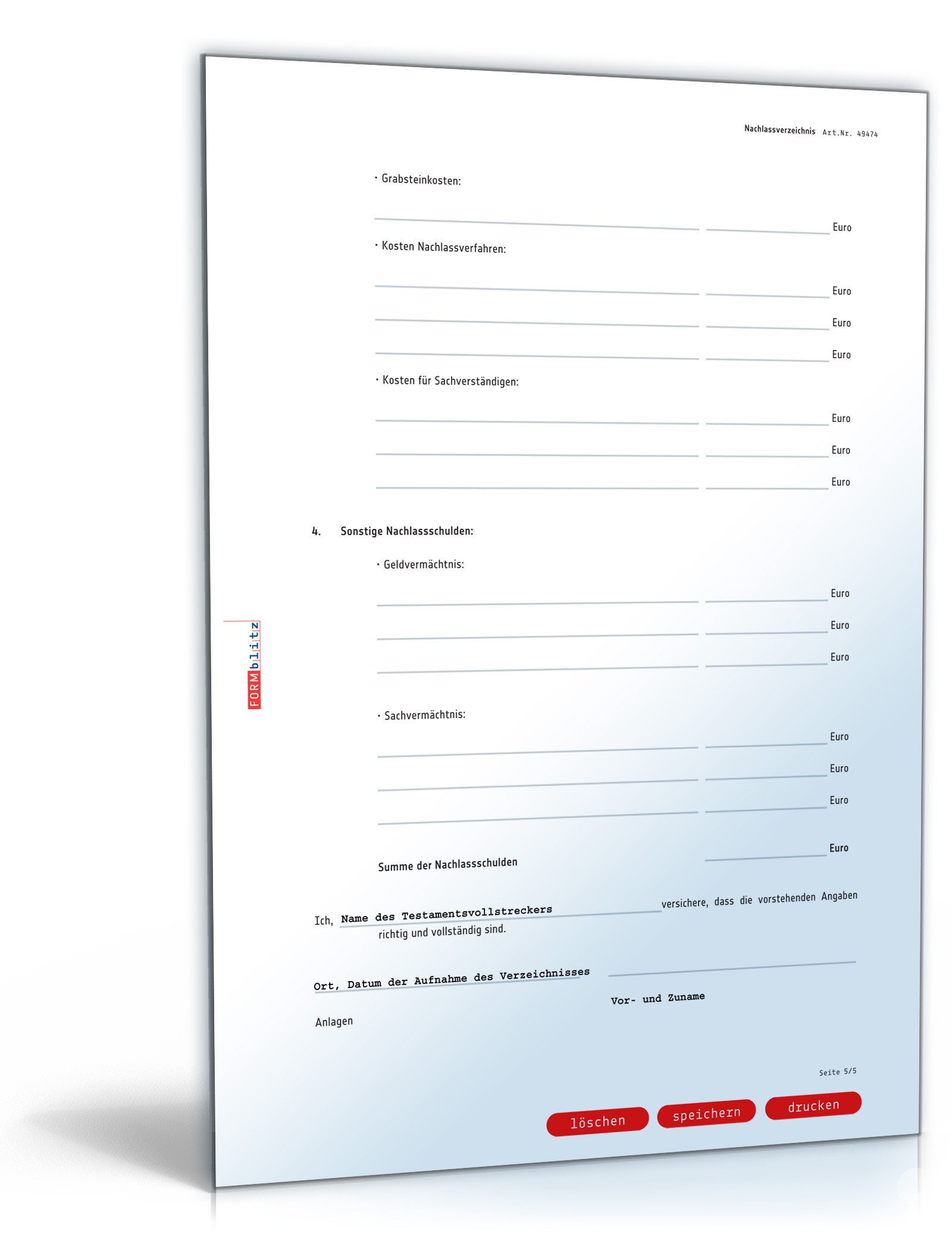 Nachlassverzeichnis Erbfall PDF. Seite: 5