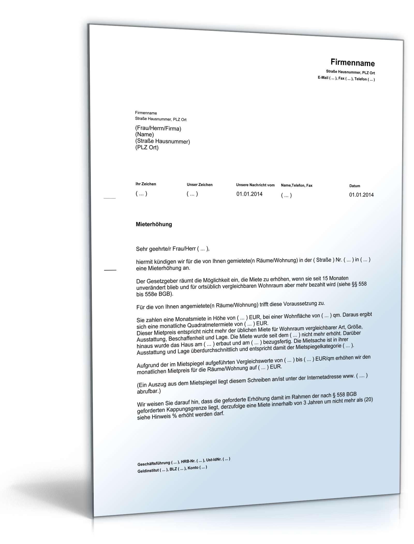 Ankündigung Mieterhöhung PDF