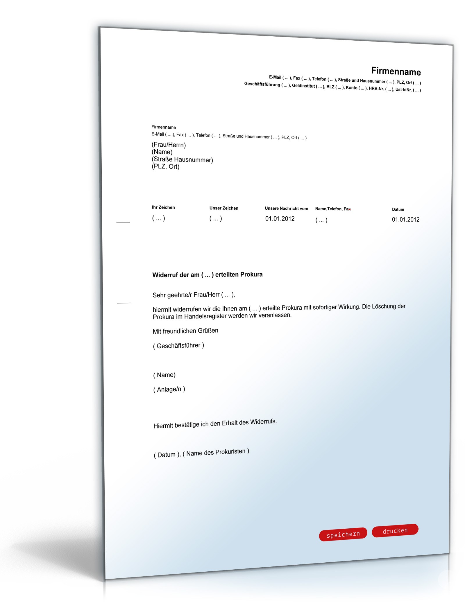 Widerruf Prokura PDF